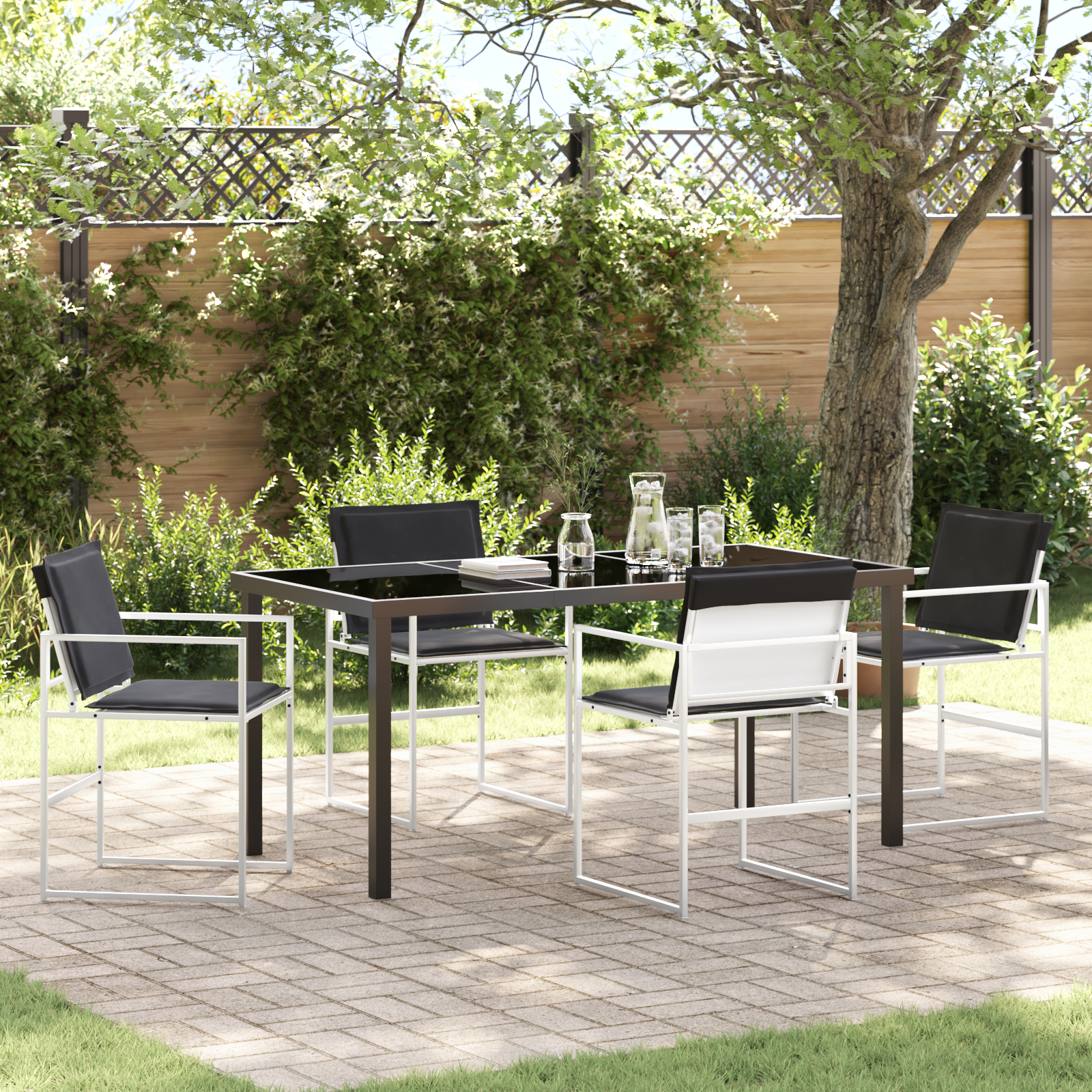 Hage Spisegruppe 5 pcs Hvit 160 x 80 x 73 cm Textilene og stål