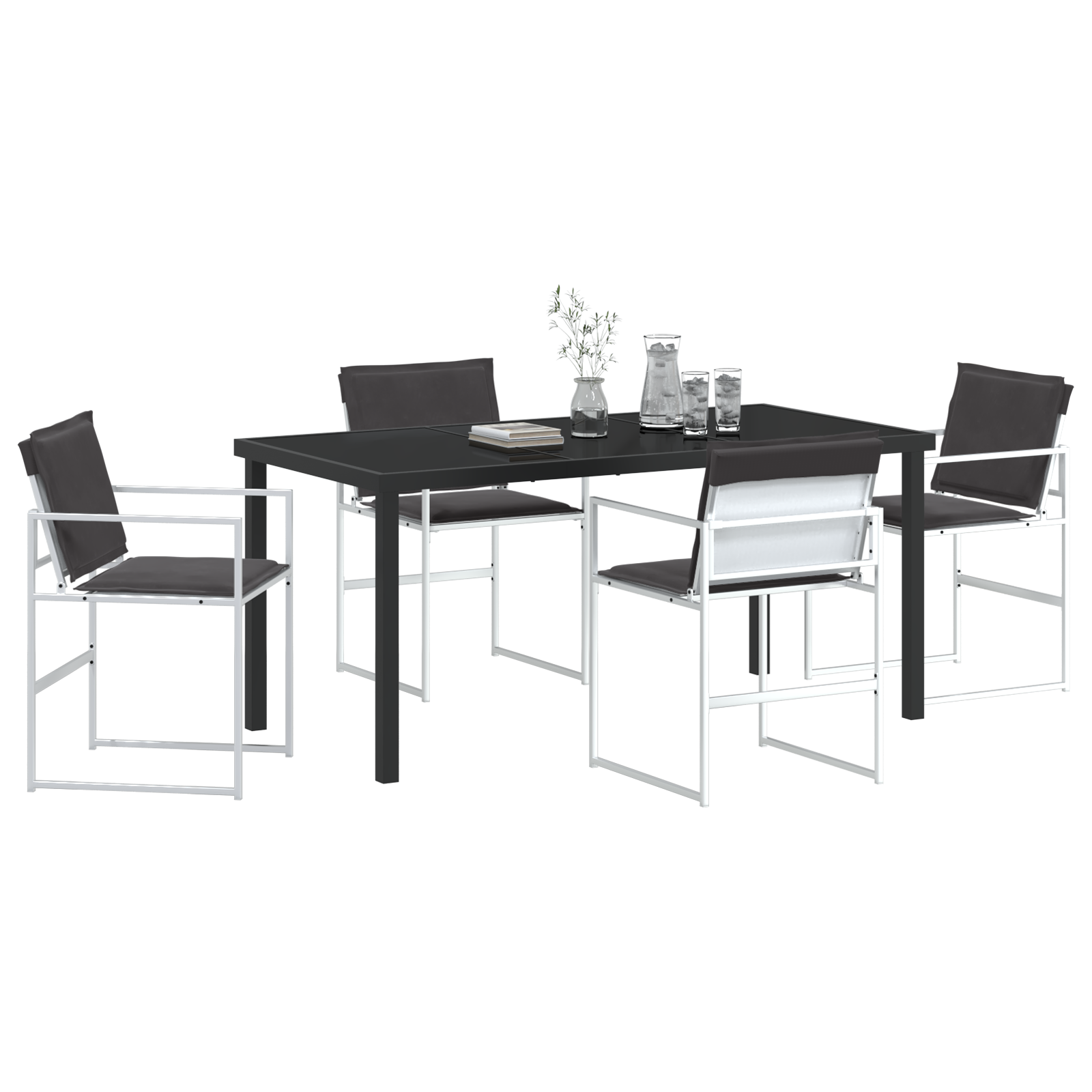 Hage Spisegruppe 5 pcs Hvit 160 x 80 x 73 cm Textilene og stål