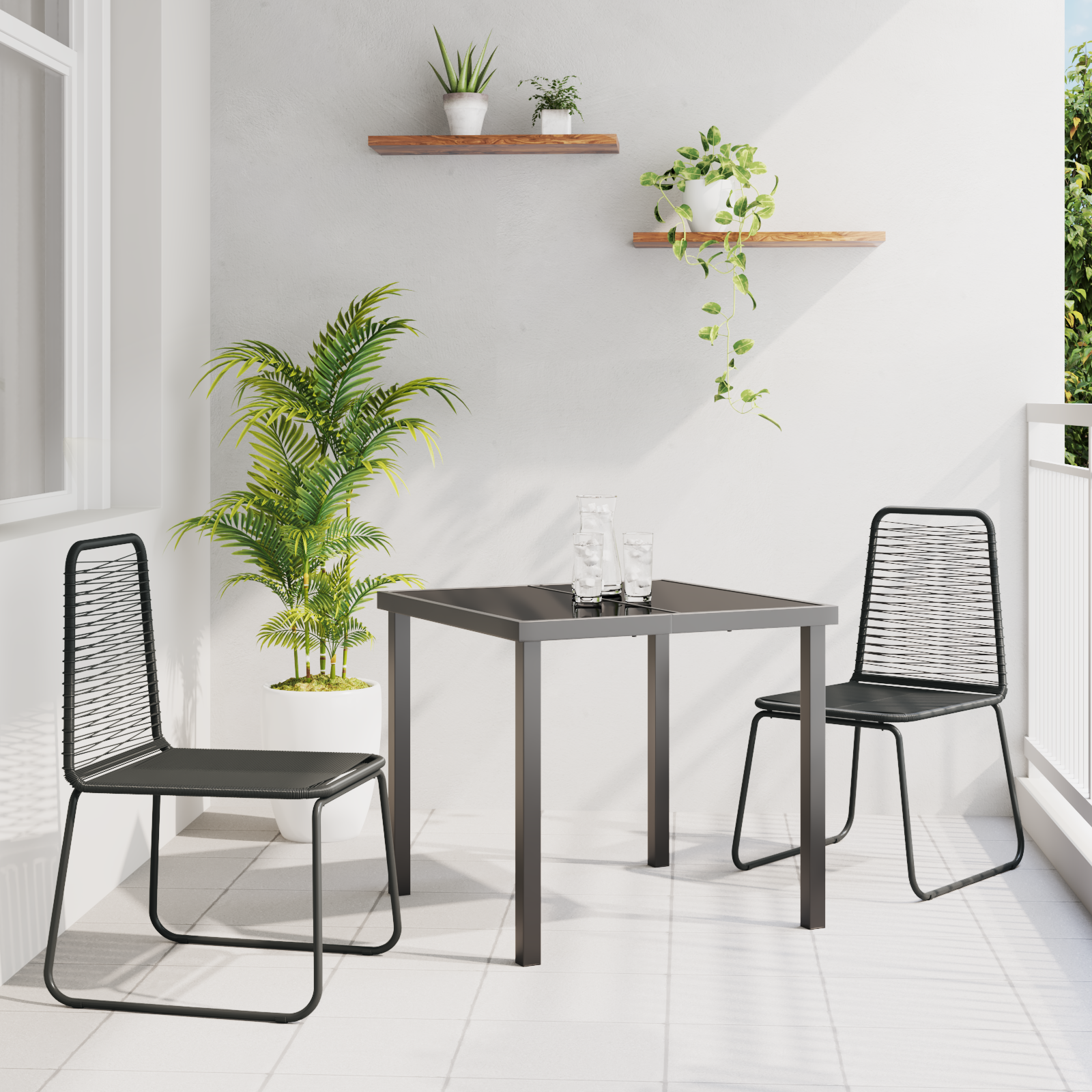 Hage Spisegruppe 3 pcs Svart Poly rattan
