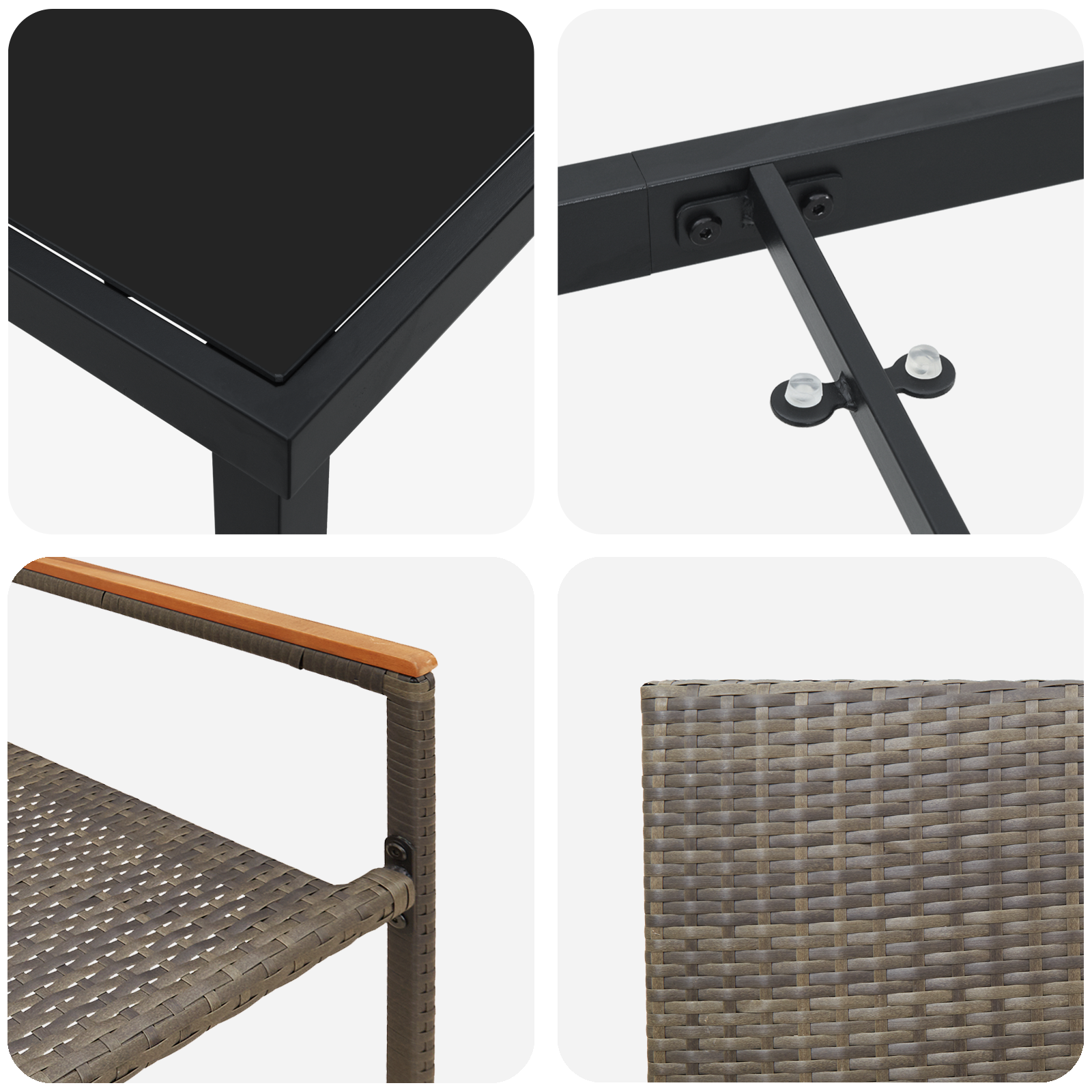 Hage Spisegruppe 5 pcs Grå Poly rattan