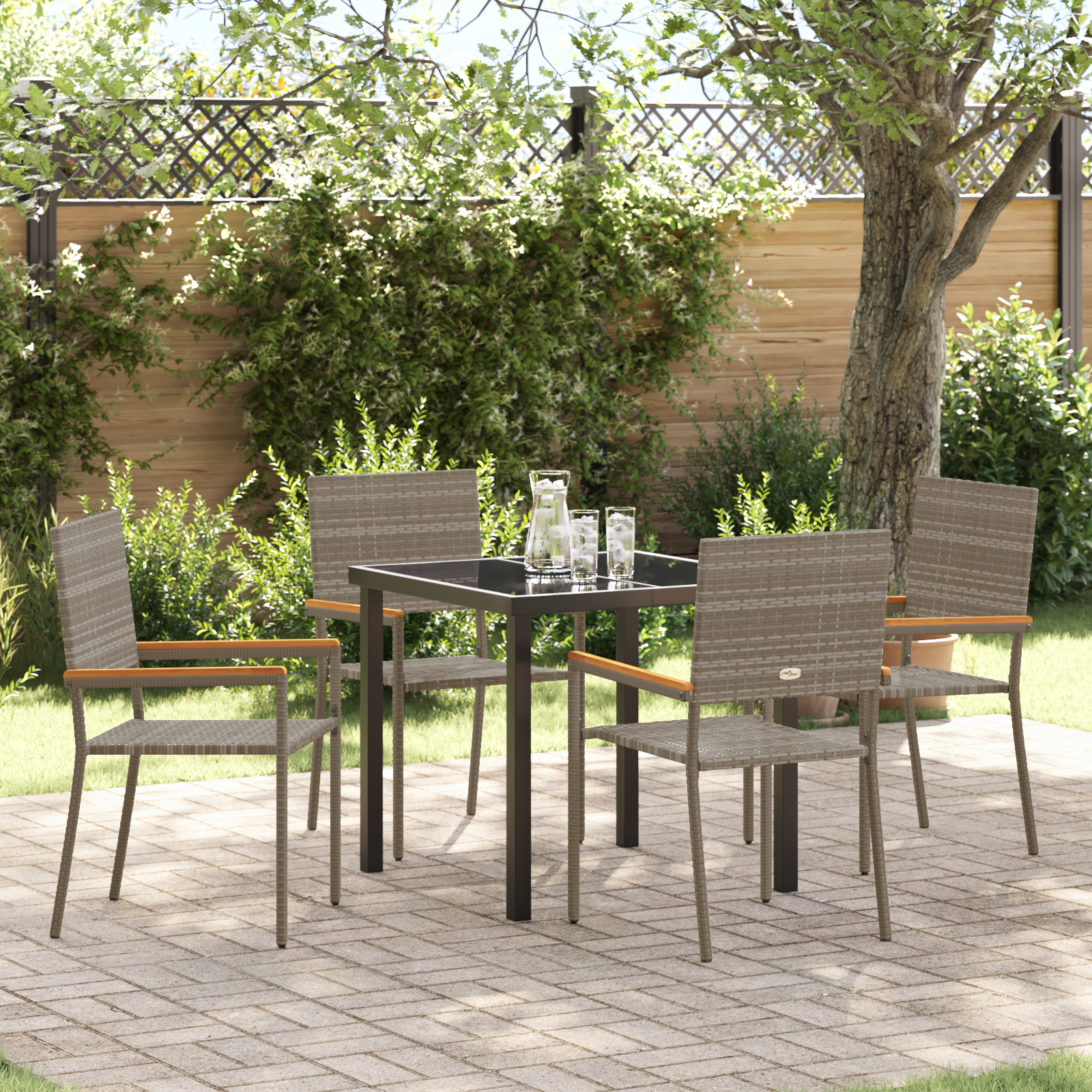Hage Spisegruppe 5 pcs Grå Poly rattan