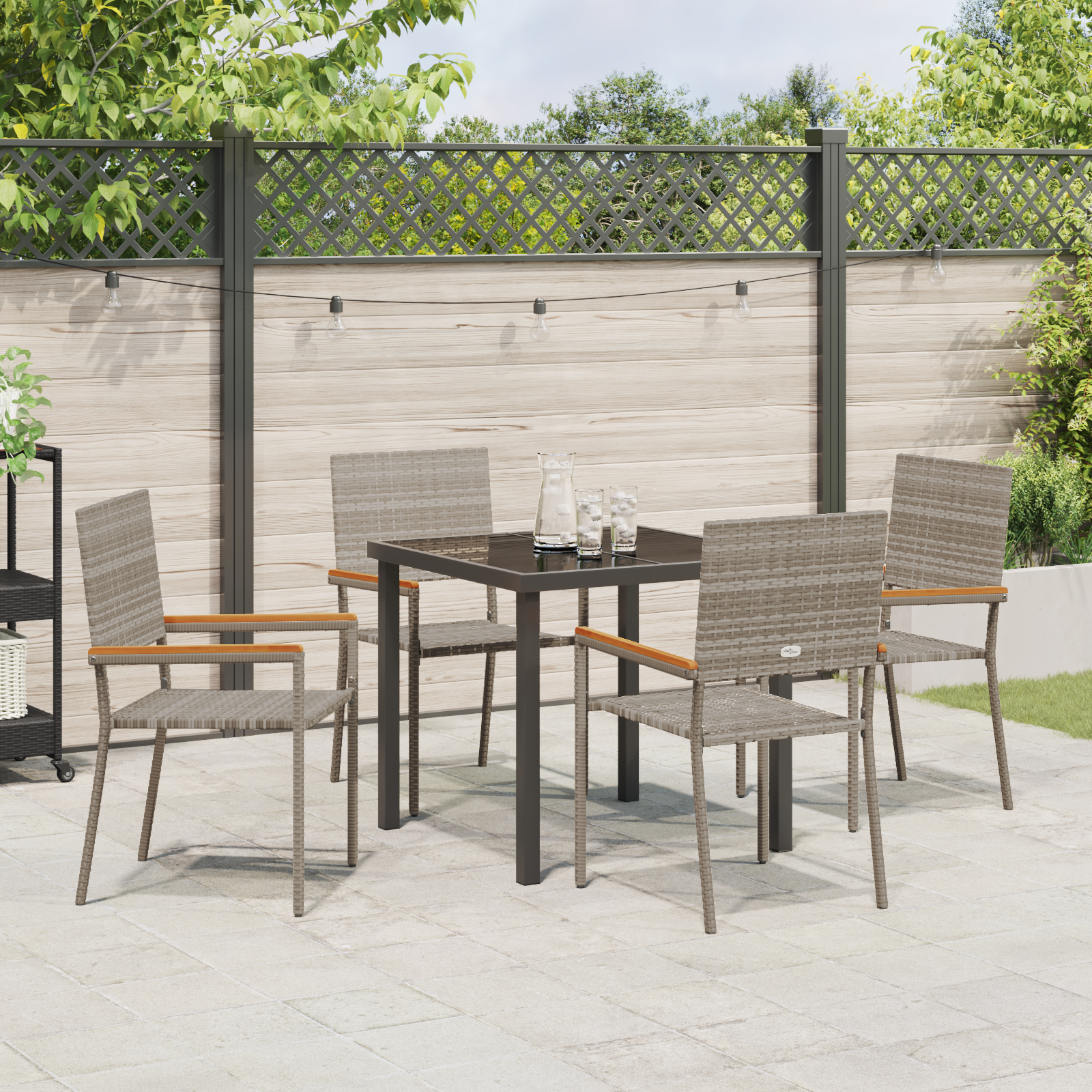 Hage Spisegruppe 5 pcs Grå Poly rattan