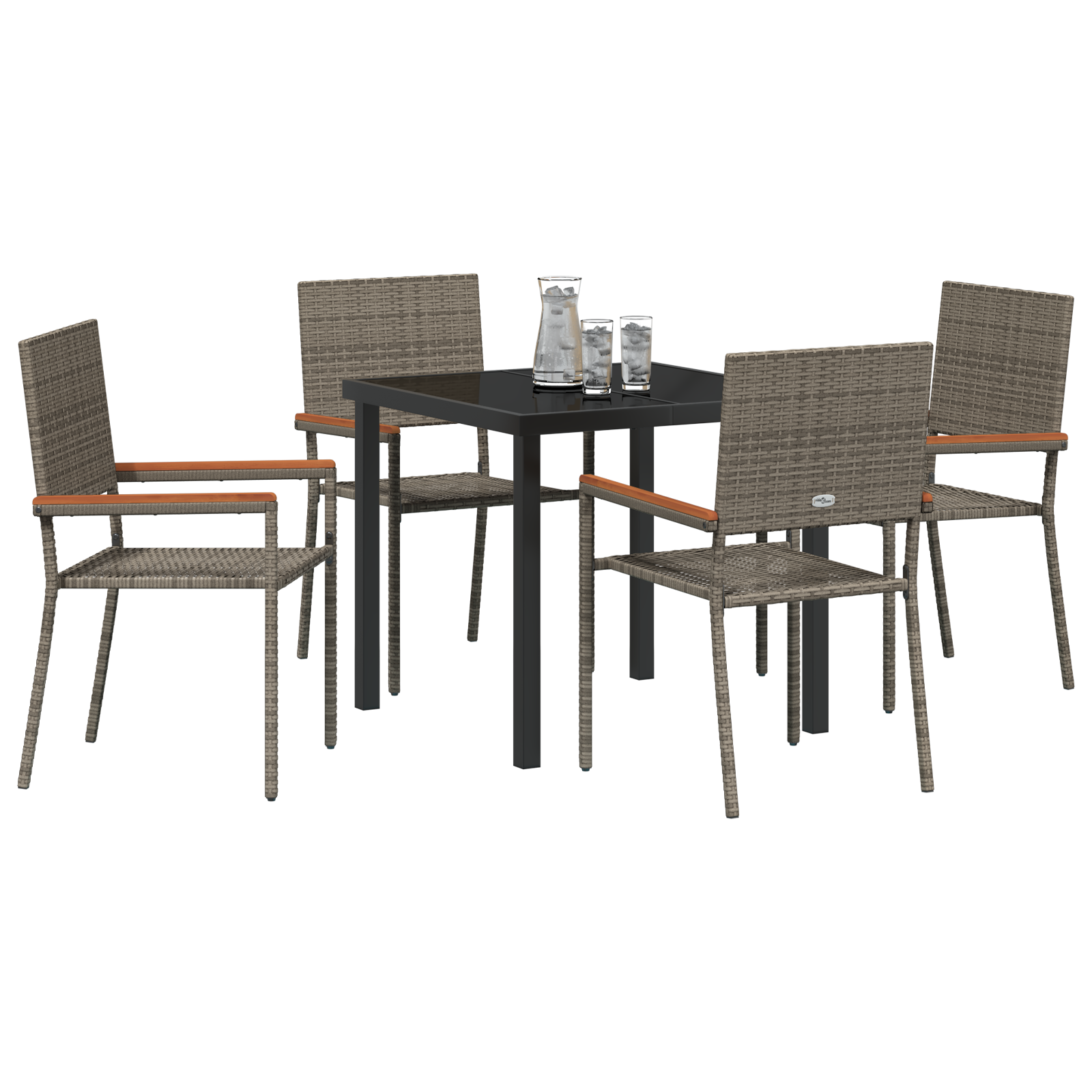 Hage Spisegruppe 5 pcs Grå Poly rattan