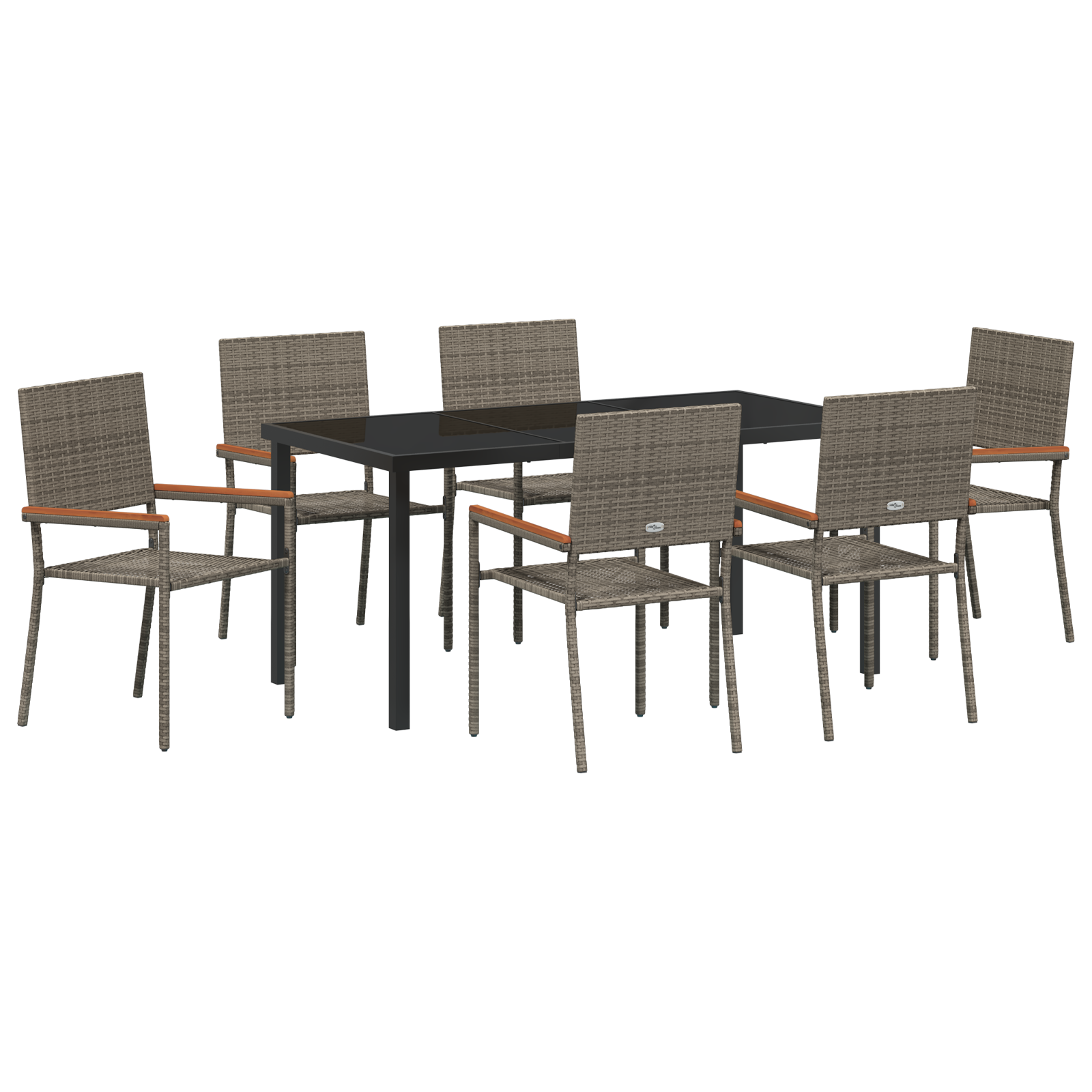 Hage Spisegruppe 7 pcs Grå Poly rattan