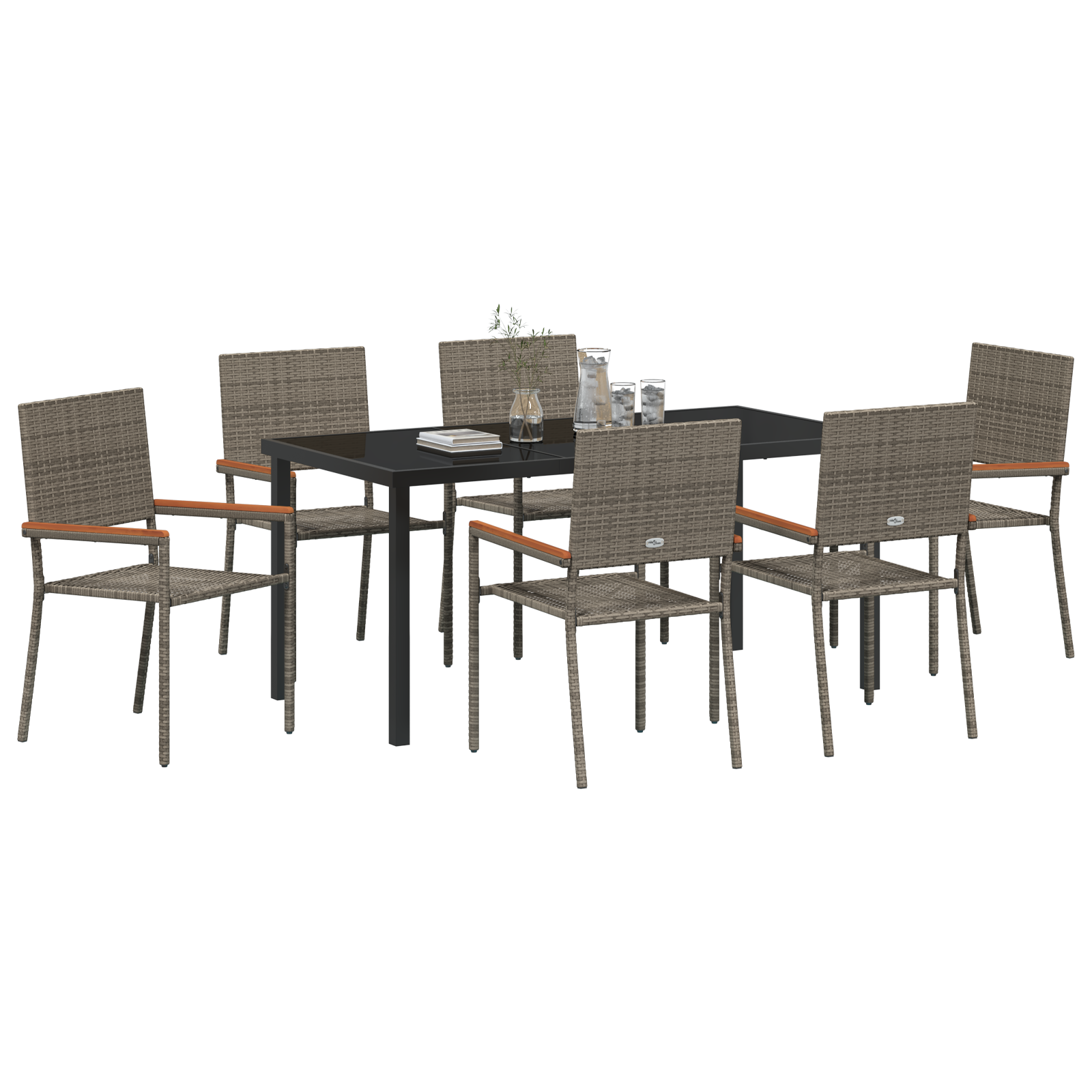 Hage Spisegruppe 7 pcs Grå Poly rattan