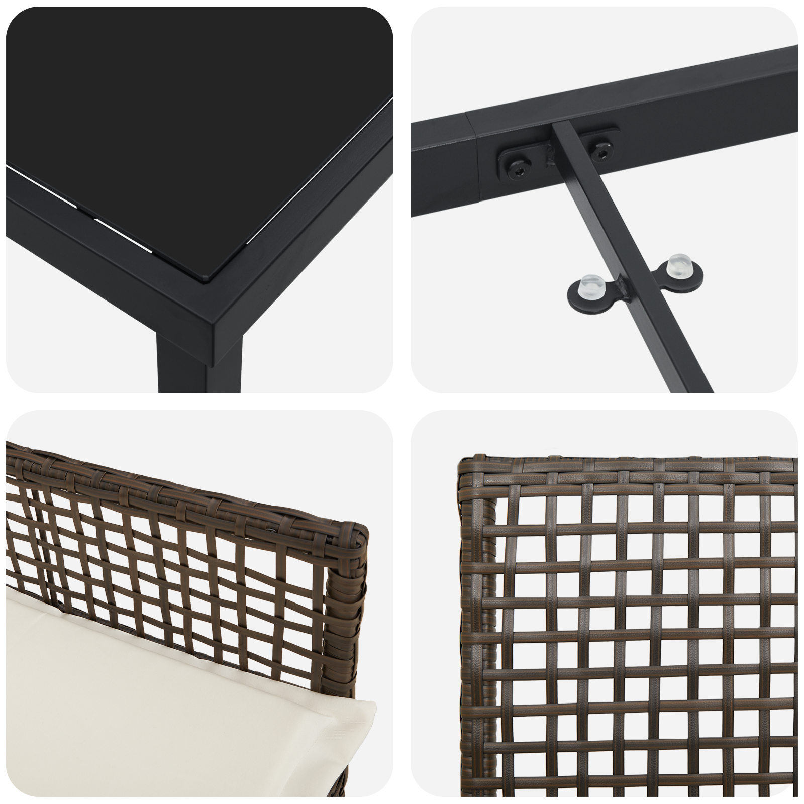 Hage Spisegruppe med pute 5 pcs Brun Poly rattan