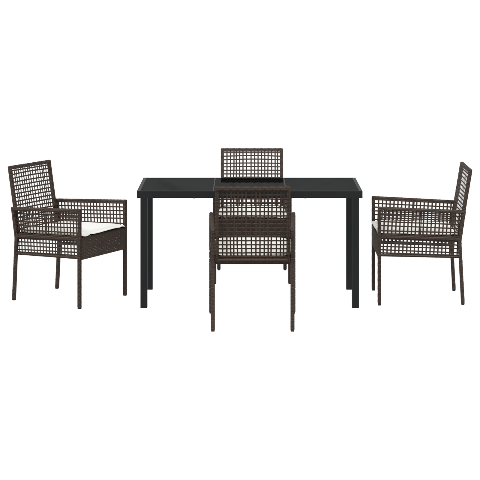 Hage Spisegruppe med pute 5 pcs Brun Poly rattan