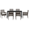 Hage Spisegruppe med pute 7 pcs Brun Poly rattan