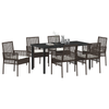 Hage Spisegruppe med pute 7 pcs Brun Poly rattan