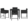 Hage Spisegruppe med pute 5 pcs Svart Poly rattan