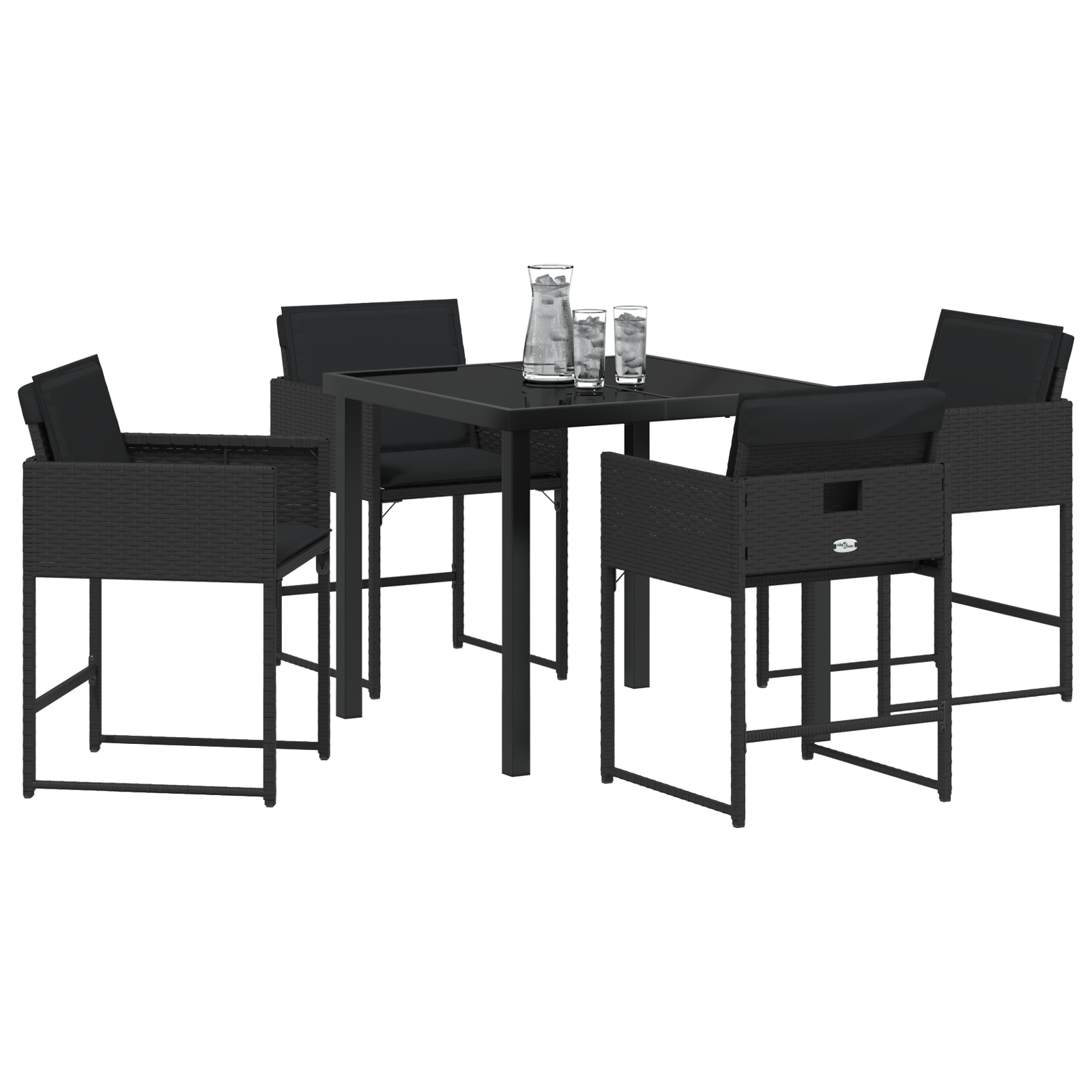 Hage Spisegruppe med pute 5 pcs Svart Poly rattan