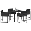 Hage Spisegruppe med pute 5 pcs Svart Poly rattan