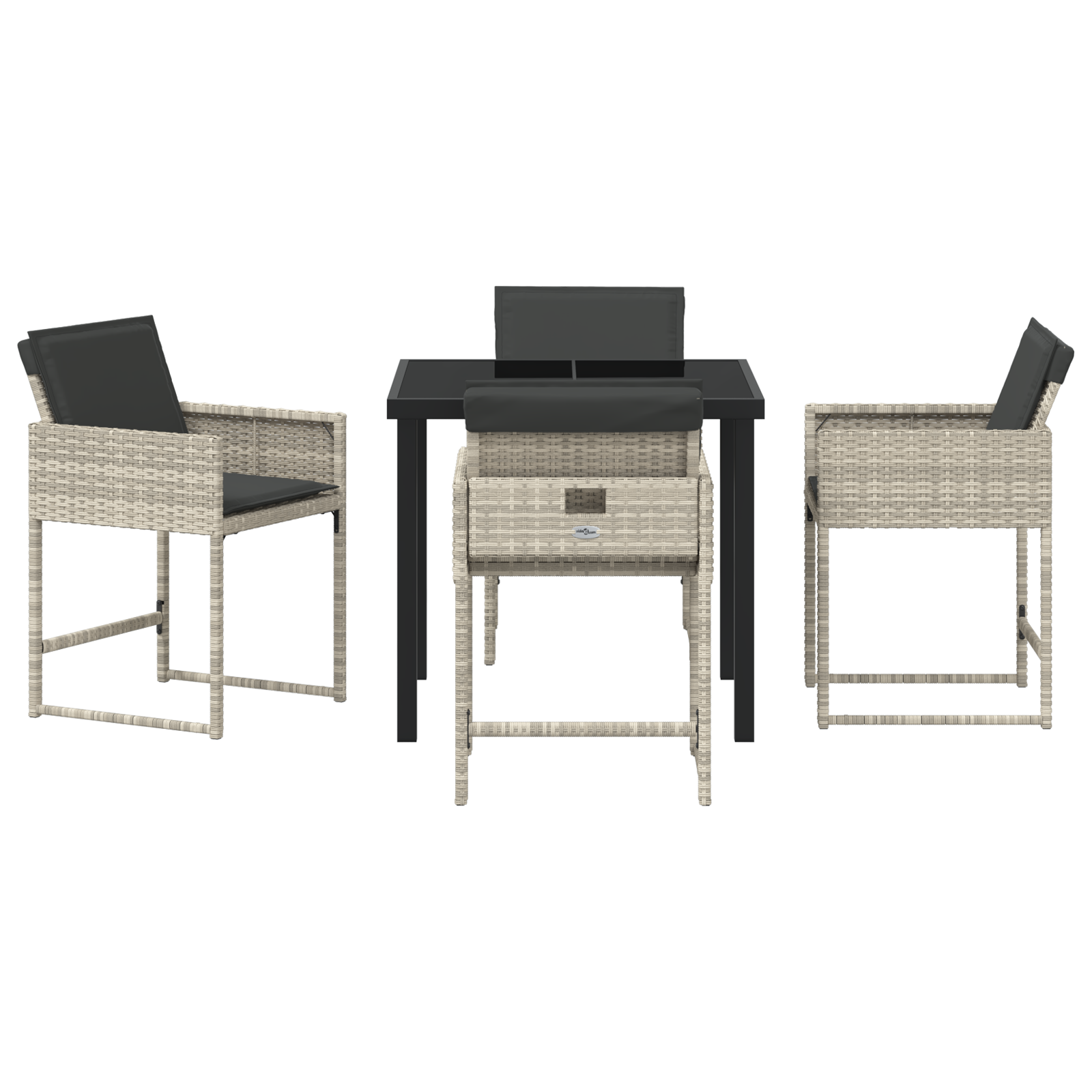 Hage Spisegruppe med pute 5 pcs Lysegrå Poly rattan