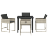 Hage Spisegruppe med pute 5 pcs Lysegrå Poly rattan