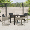 Hage Spisegruppe med pute 5 pcs Lysegrå Poly rattan