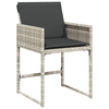 Hage Spisegruppe med pute 5 pcs Lysegrå Poly rattan