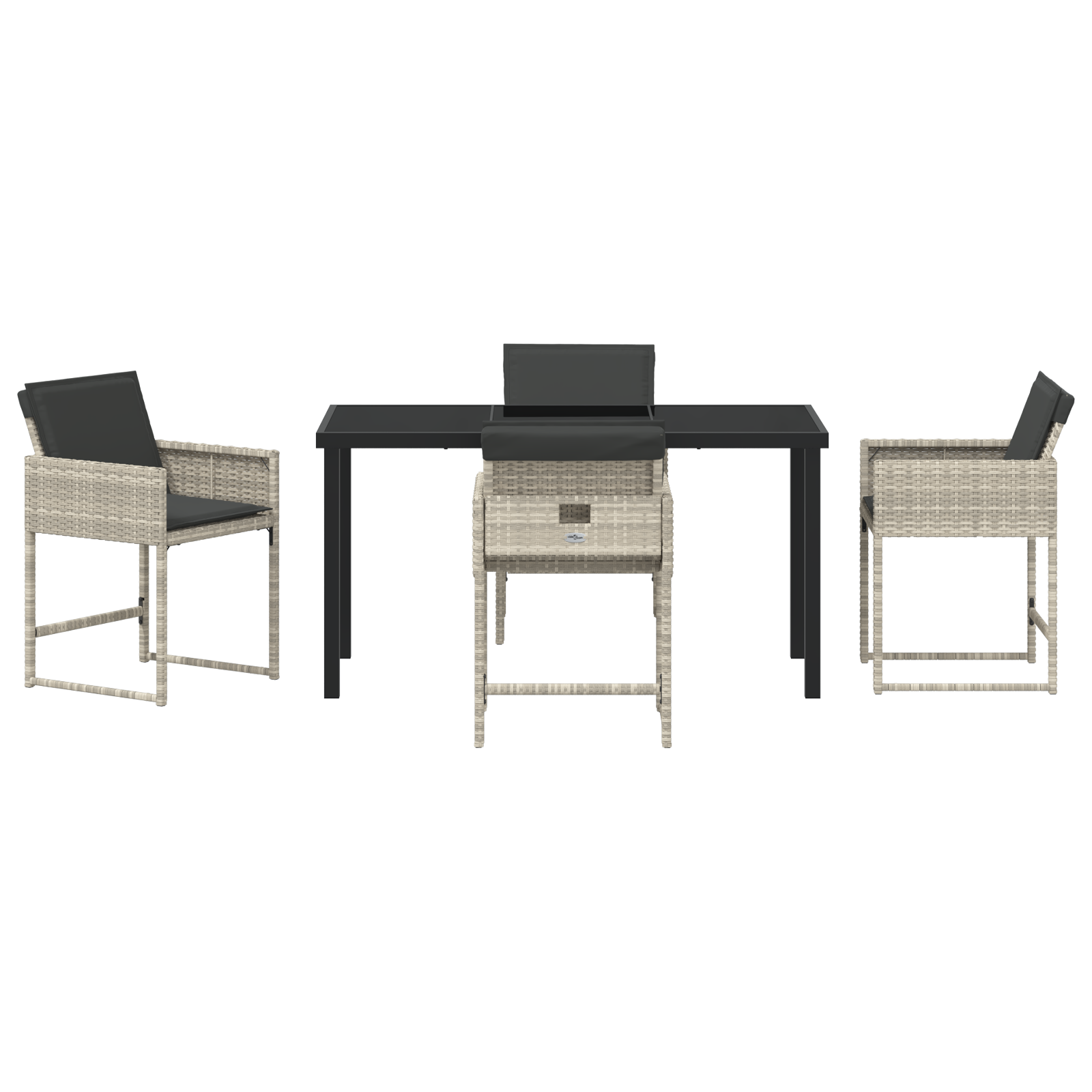 Hage Spisegruppe med pute 5 pcs Lysegrå Poly rattan