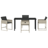 Hage Spisegruppe med pute 5 pcs Lysegrå Poly rattan