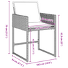 Hage Spisegruppe med pute 5 pcs Lysegrå Poly rattan