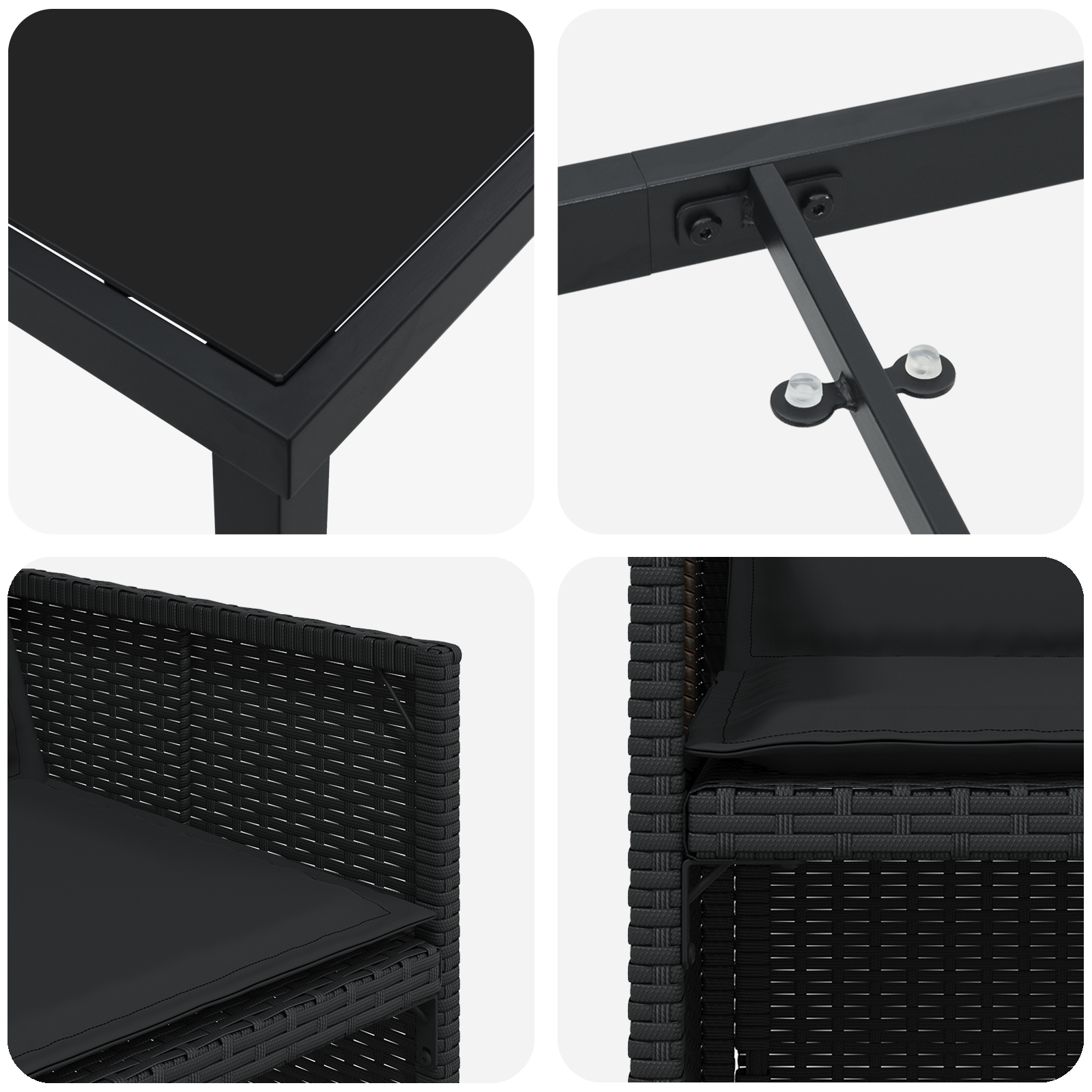 Hage Spisegruppe 5 pcs Svart polyrotting