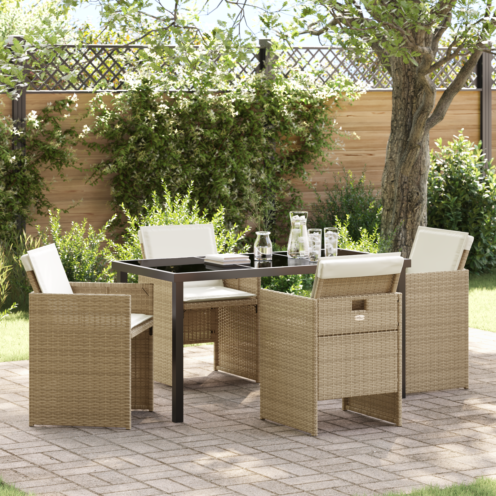 Hage Spisegruppe 5 pcs Beige polyrotting