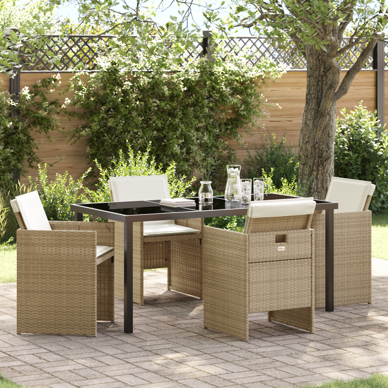 Hage Spisegruppe 5 pcs Beige polyrotting