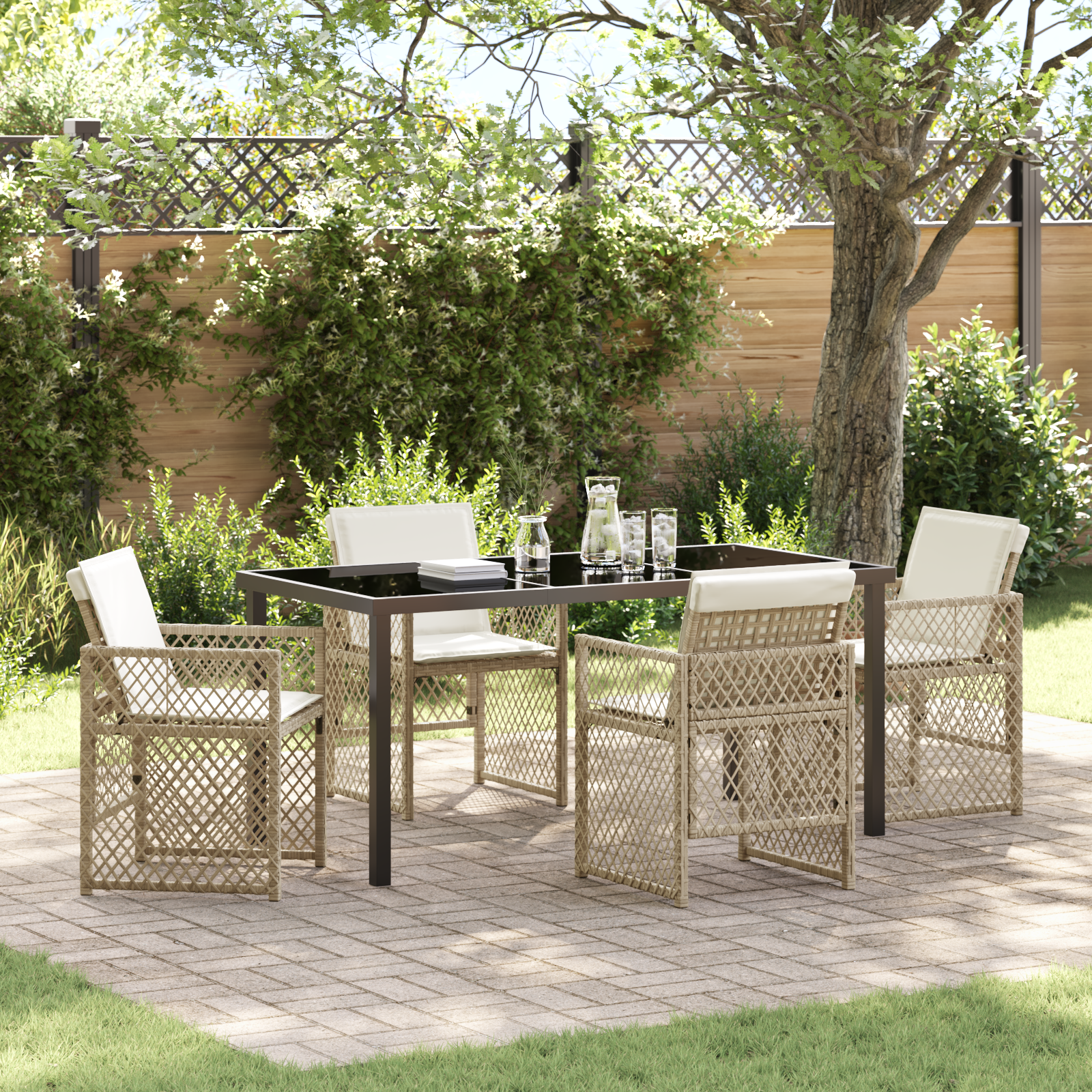 Hage Spisegruppe 5 pcs Beige polyrotting