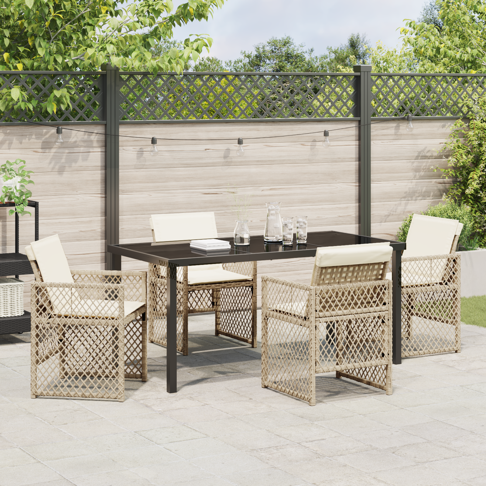 Hage Spisegruppe 5 pcs Beige polyrotting