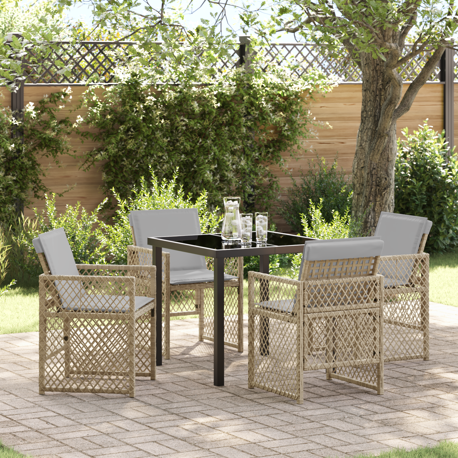Hage Spisegruppe 5 pcs Beige polyrotting