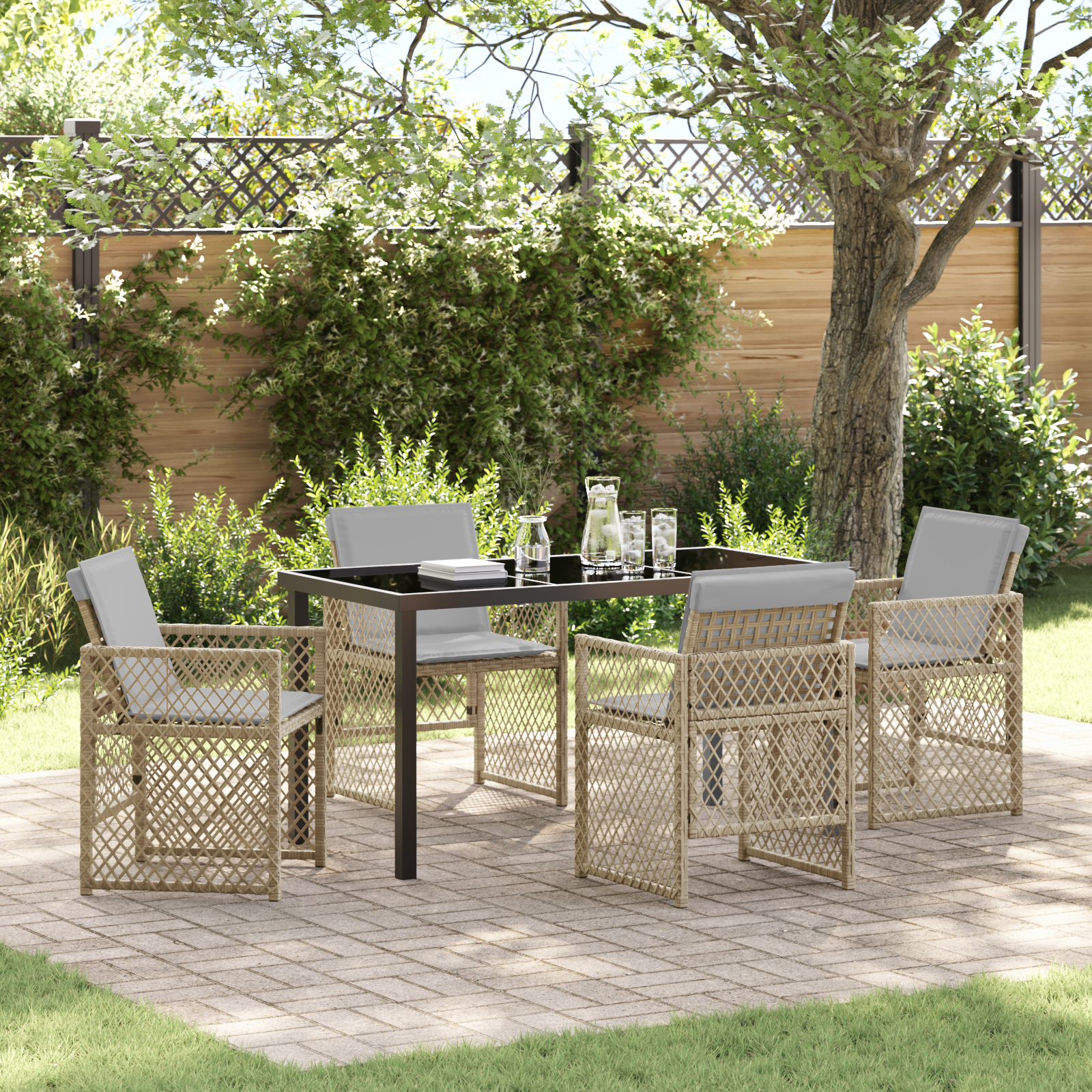 Hage Spisegruppe 5 pcs Beige polyrotting