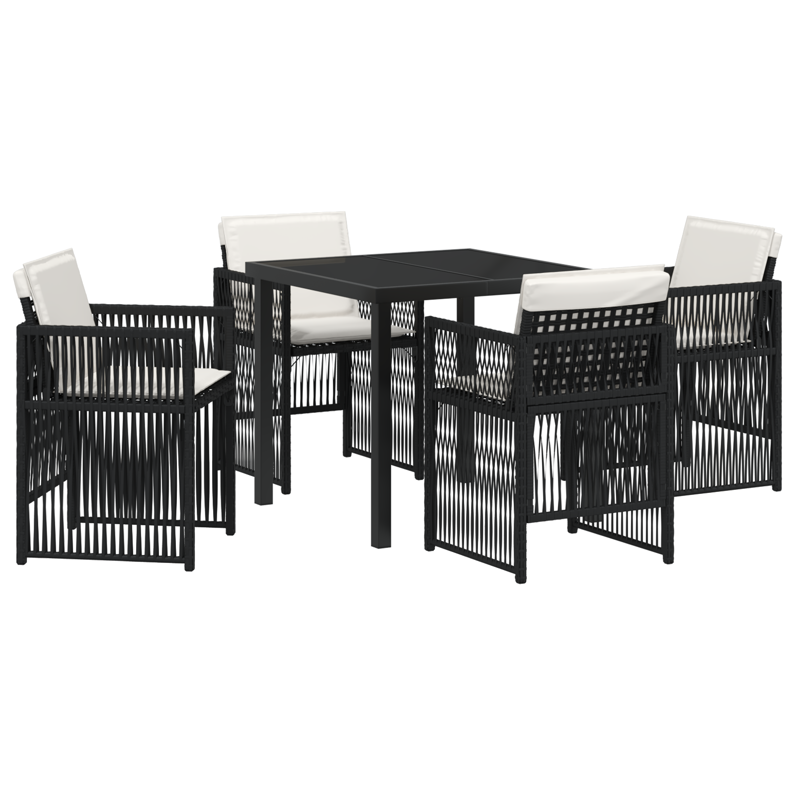 Hage Spisegruppe 5 pcs Svart Poly rattan