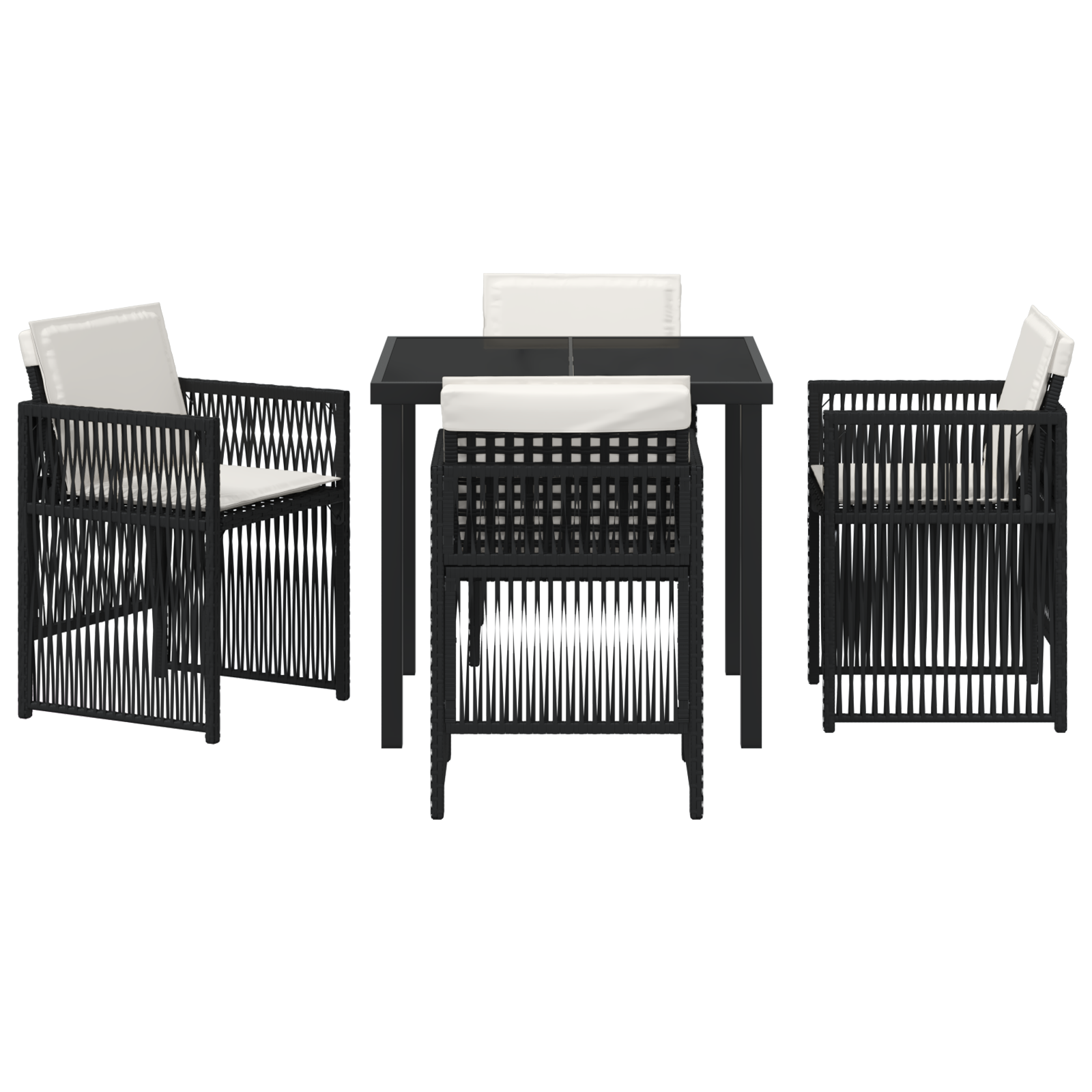 Hage Spisegruppe 5 pcs Svart Poly rattan
