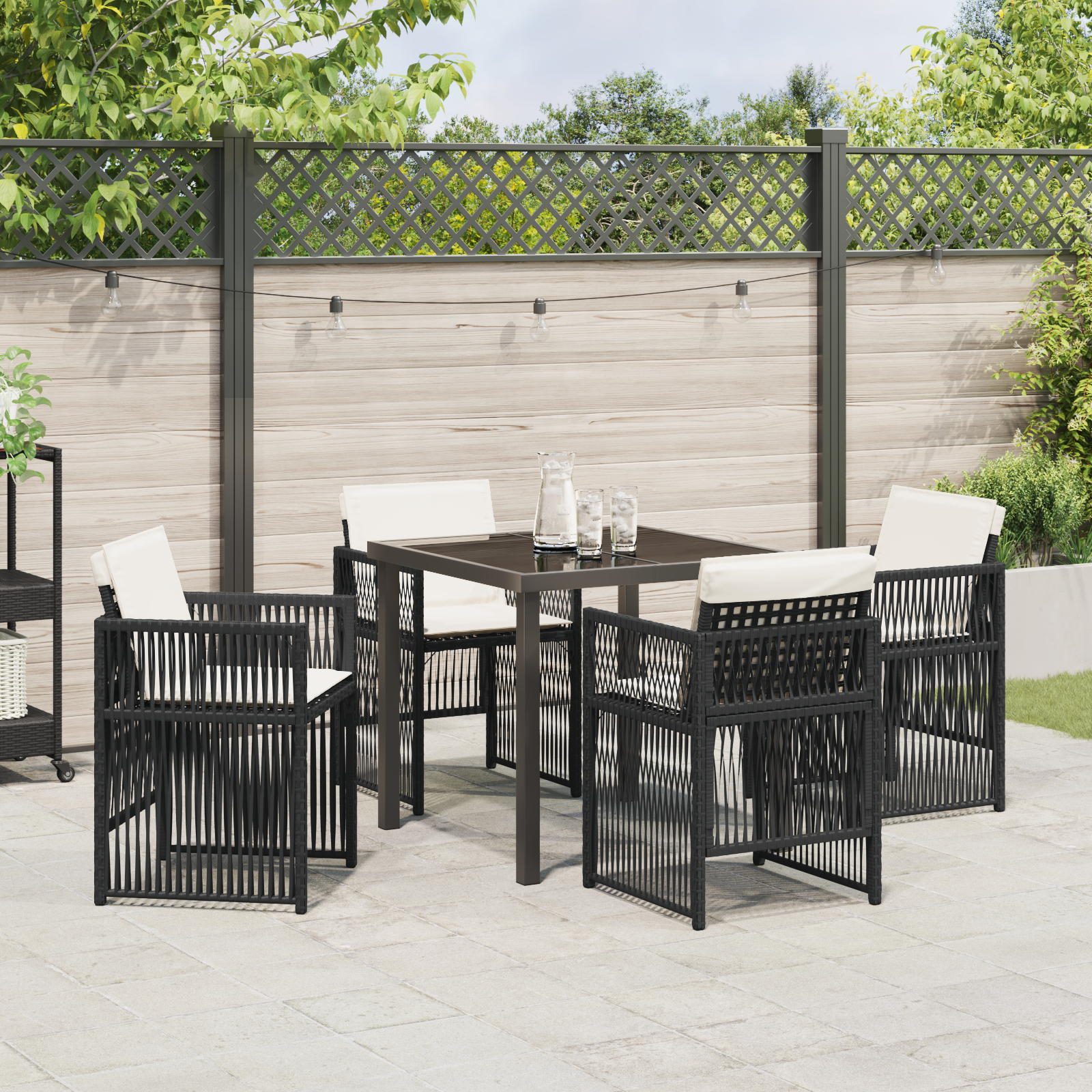Hage Spisegruppe 5 pcs Svart Poly rattan