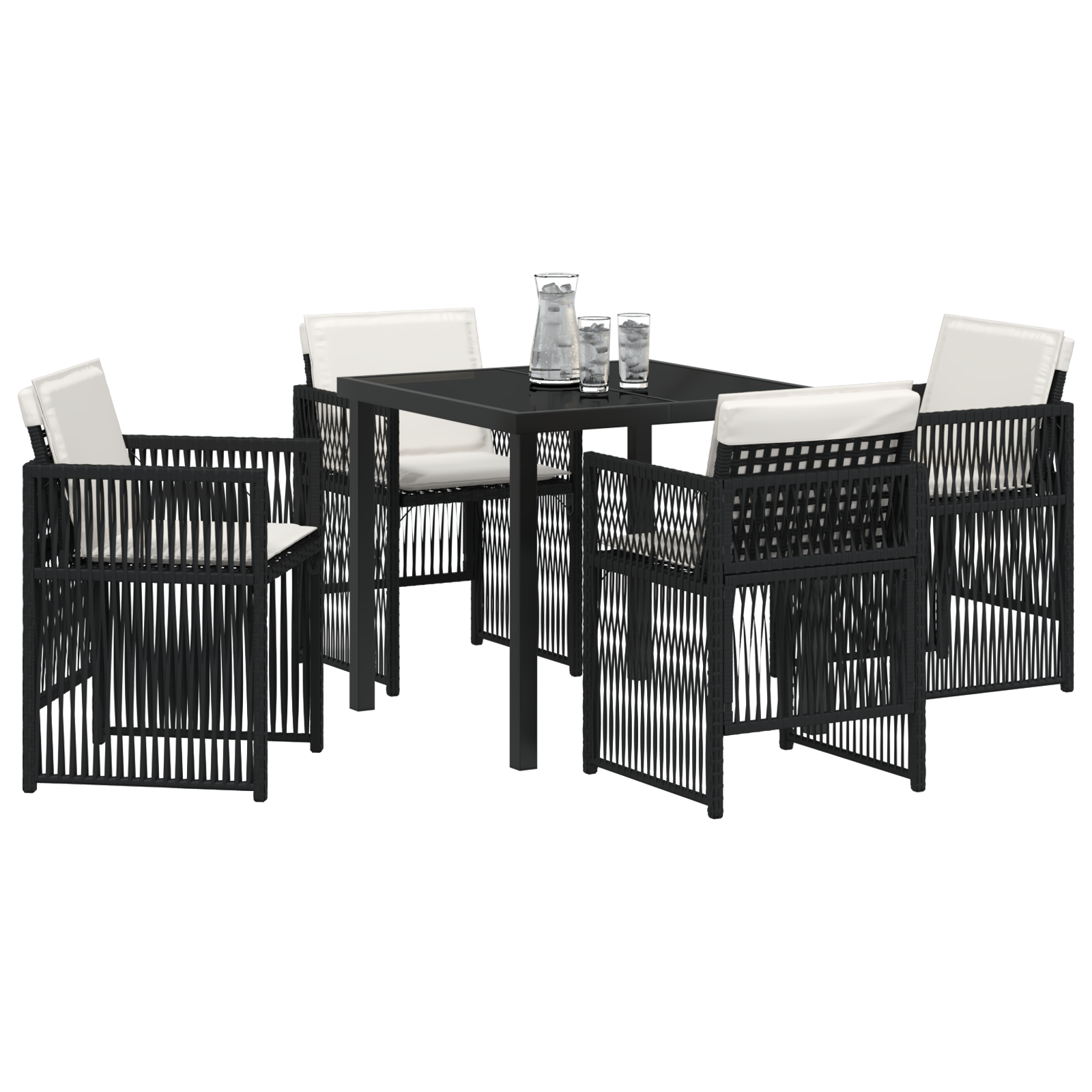 Hage Spisegruppe 5 pcs Svart Poly rattan