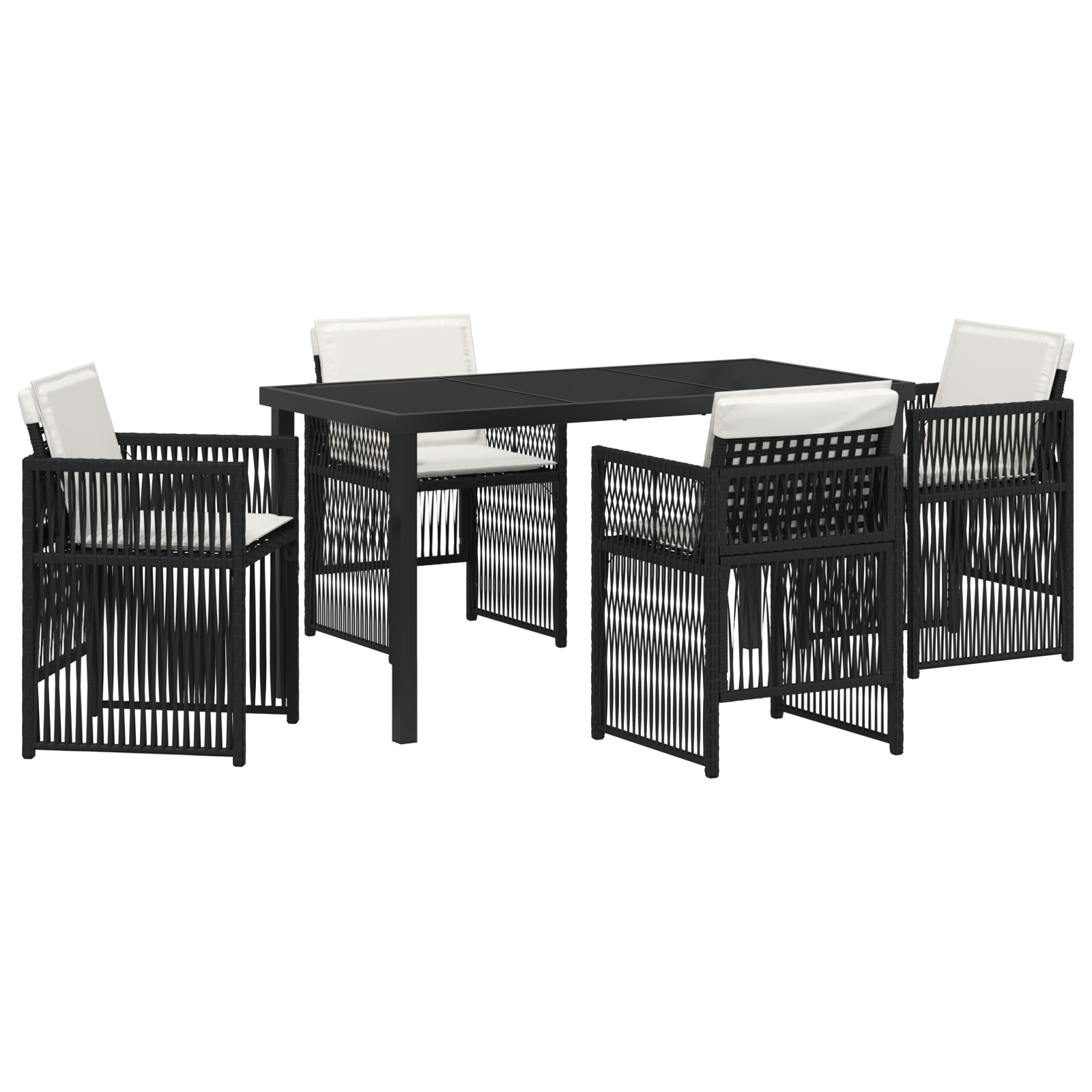 Hage Spisegruppe 5 pcs Svart Poly rattan