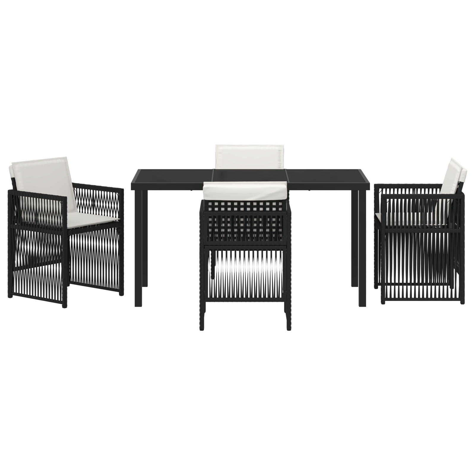 Hage Spisegruppe 5 pcs Svart Poly rattan
