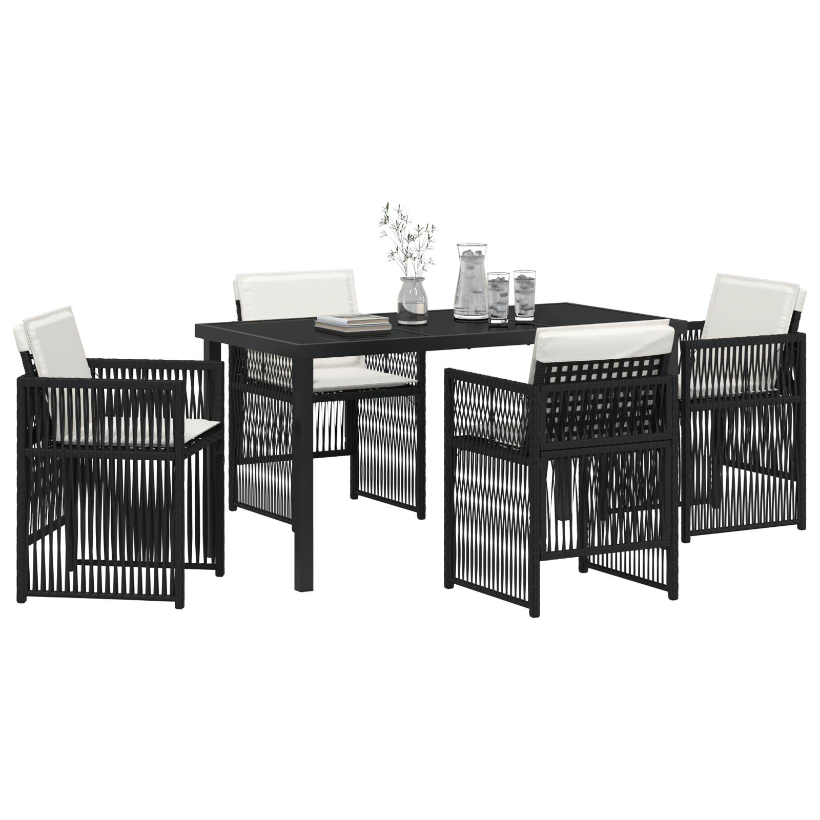 Hage Spisegruppe 5 pcs Svart Poly rattan