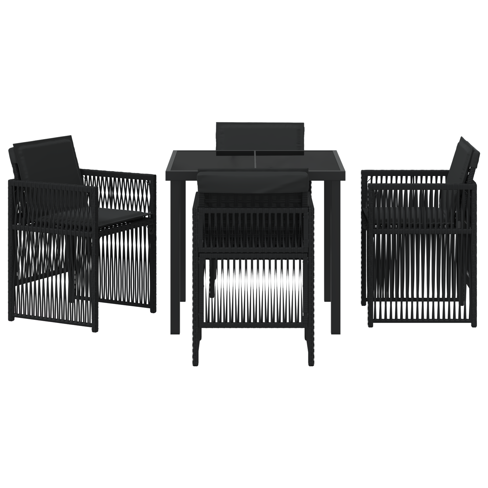 Hage Spisegruppe 5 pcs Svart Poly rattan