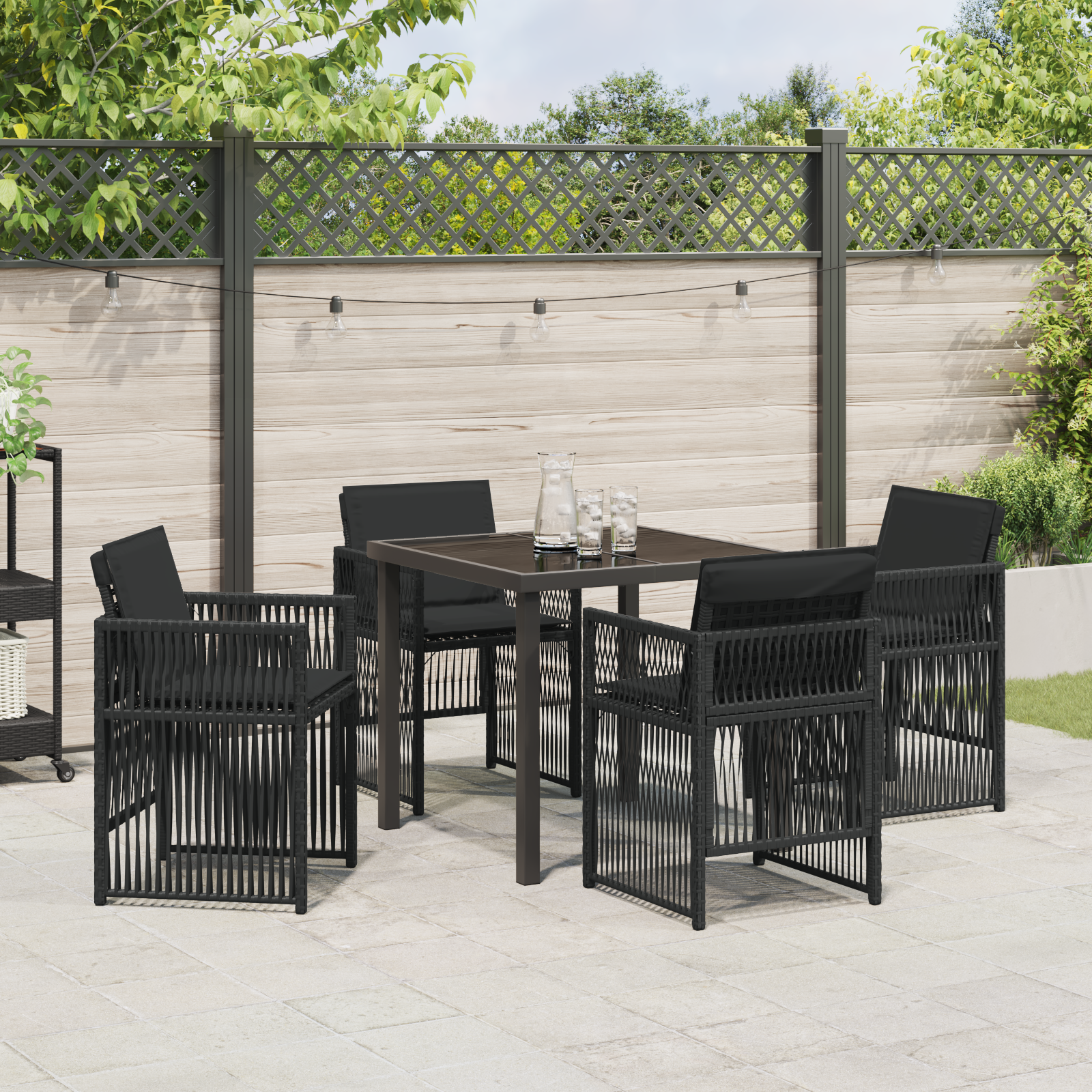Hage Spisegruppe 5 pcs Svart Poly rattan
