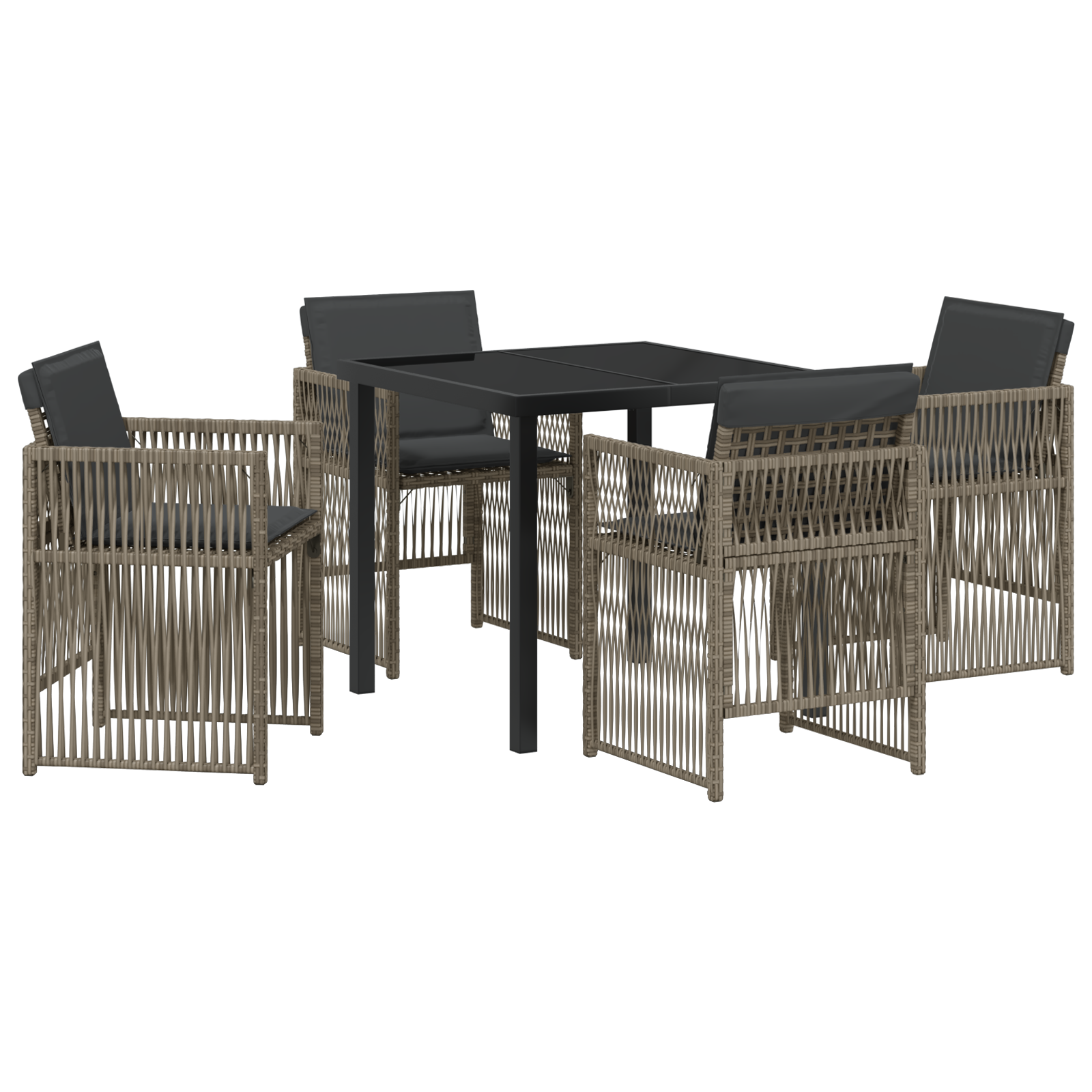 Hage Spisegruppe 5 pcs Grå Poly rattan
