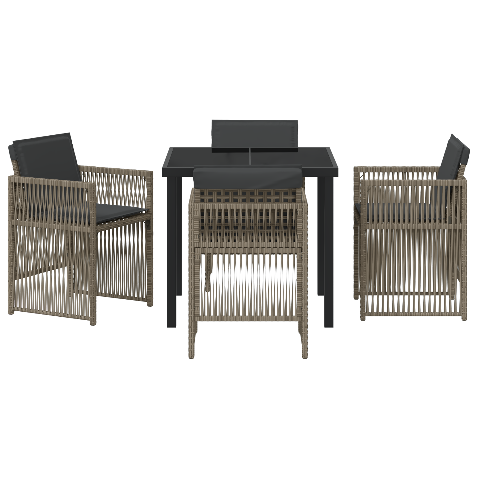 Hage Spisegruppe 5 pcs Grå Poly rattan