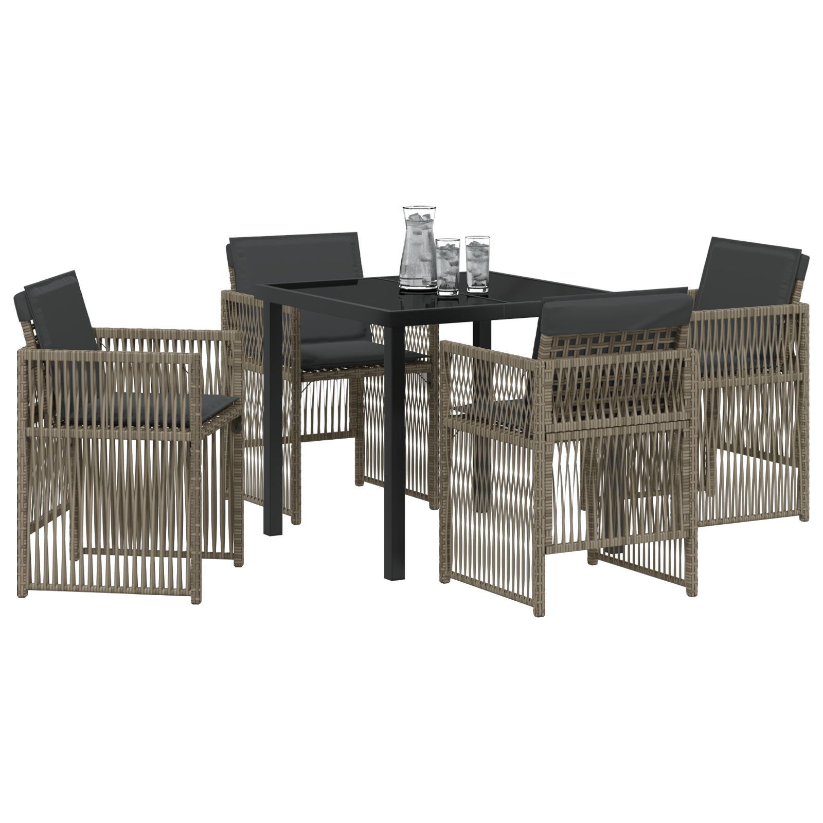 Hage Spisegruppe 5 pcs Grå Poly rattan