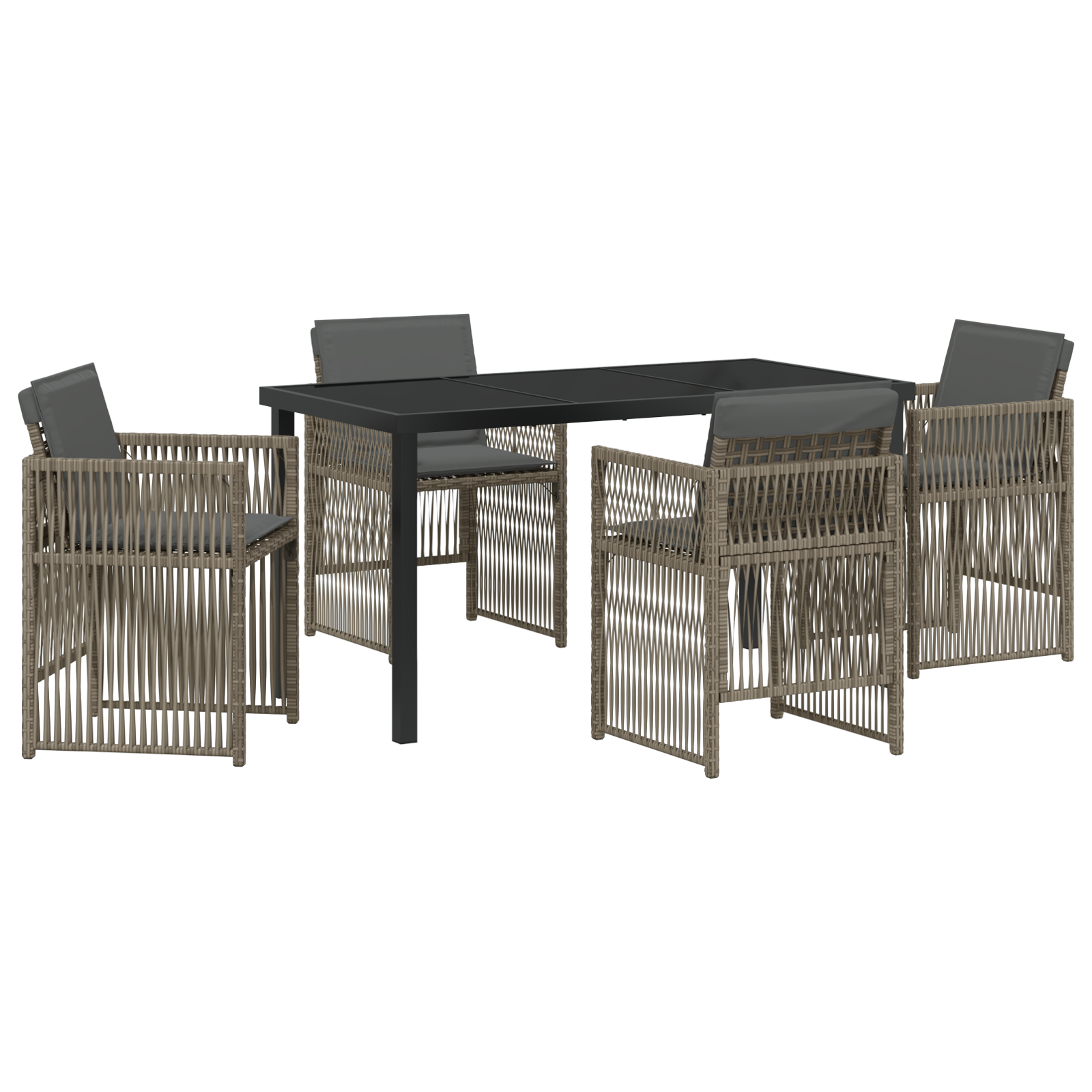 Hage Spisegruppe 5 pcs Grå Poly rattan