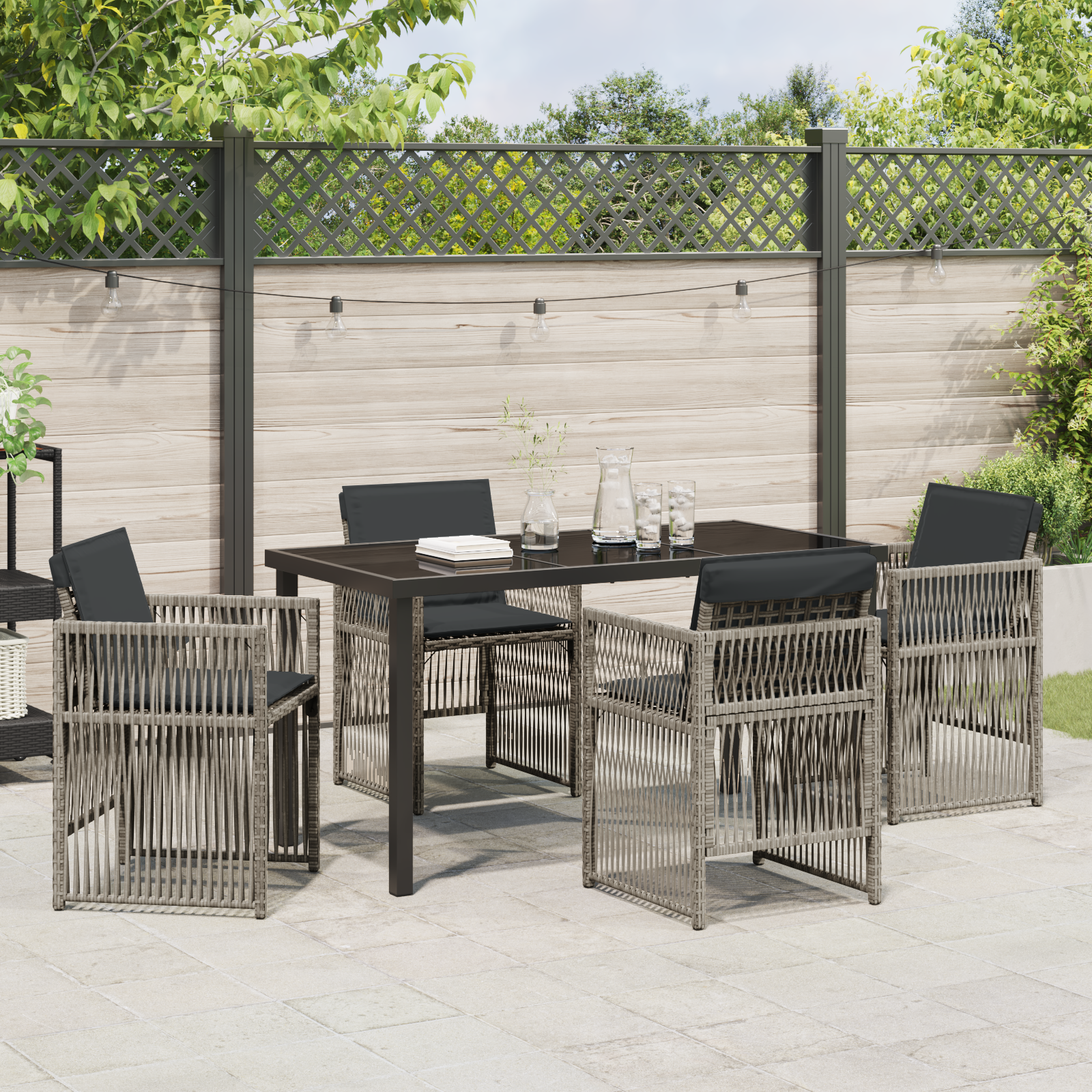 Hage Spisegruppe 5 pcs Grå Poly rattan