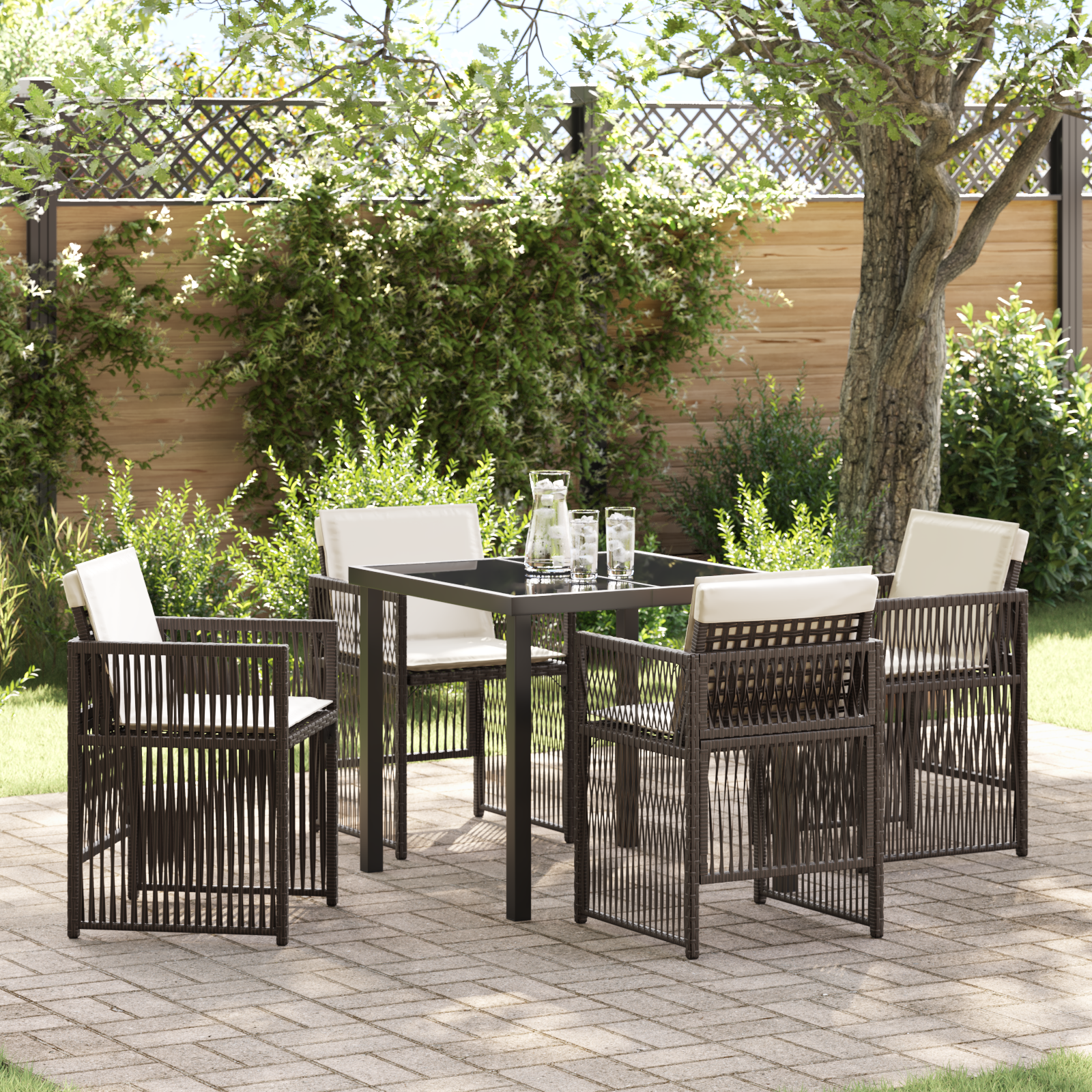 Hage Spisegruppe 5 pcs Brun Poly rattan