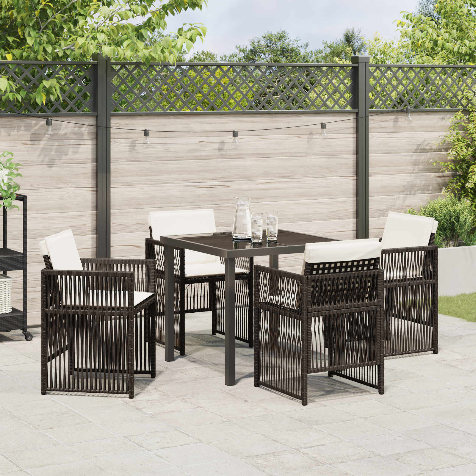 Hage Spisegruppe 5 pcs Brun Poly rattan