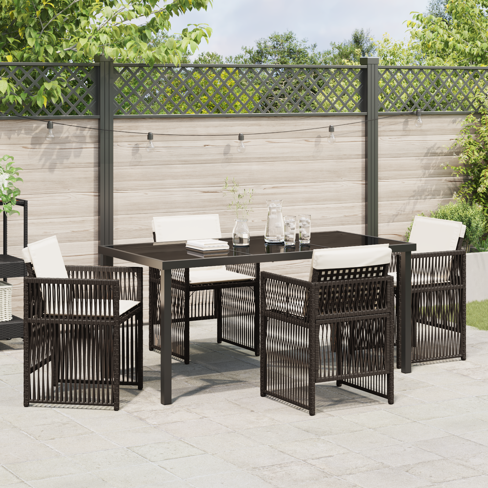 Hage Spisegruppe 5 pcs Brun Poly rattan