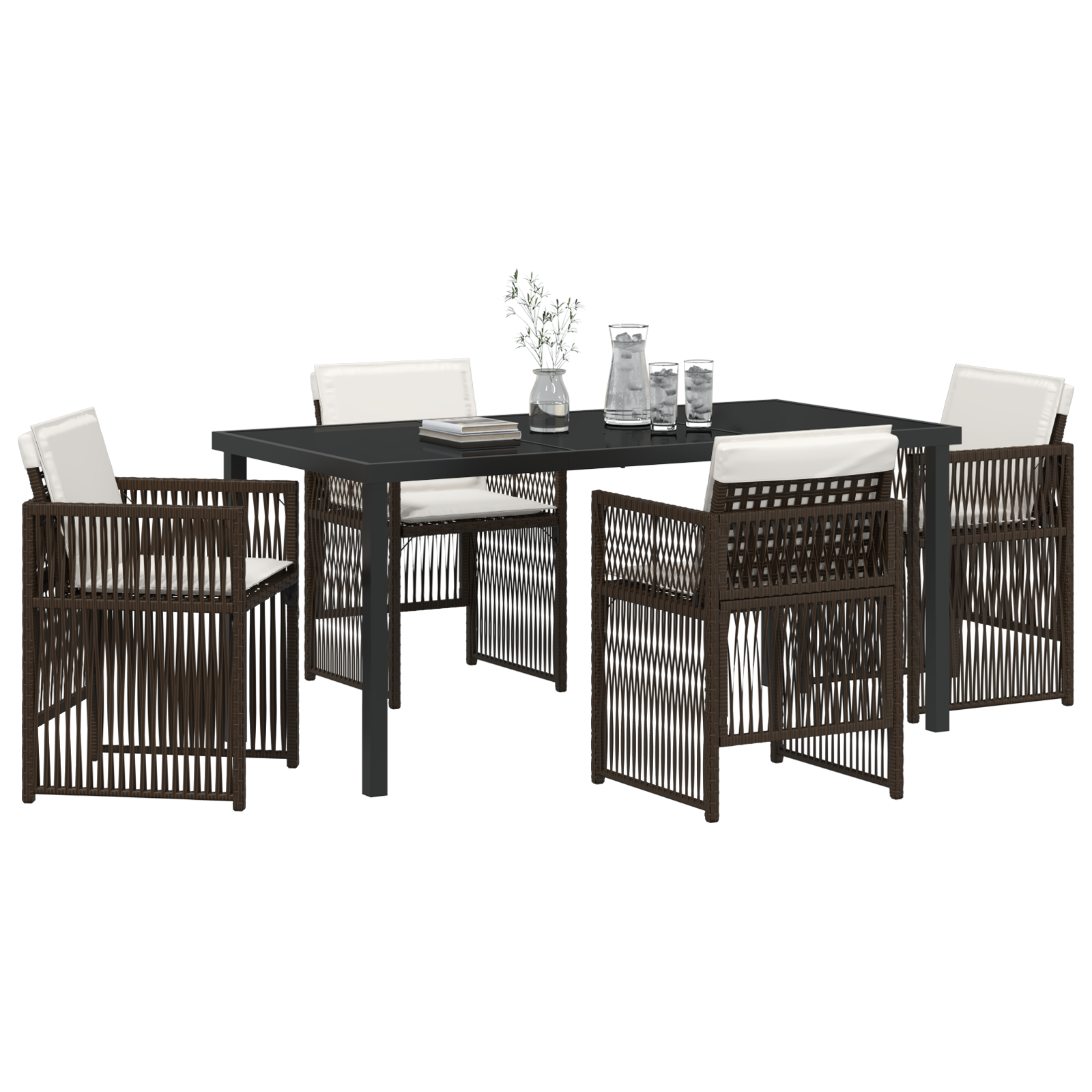 Hage Spisegruppe 5 pcs Brun Poly rattan