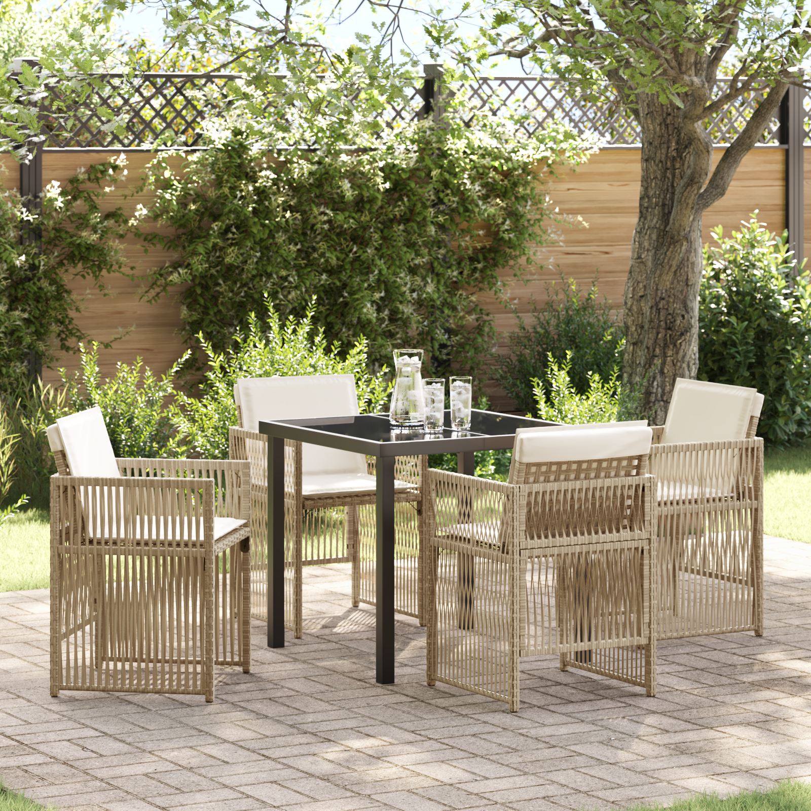 Hage Spisegruppe 5 pcs Beige Poly rattan