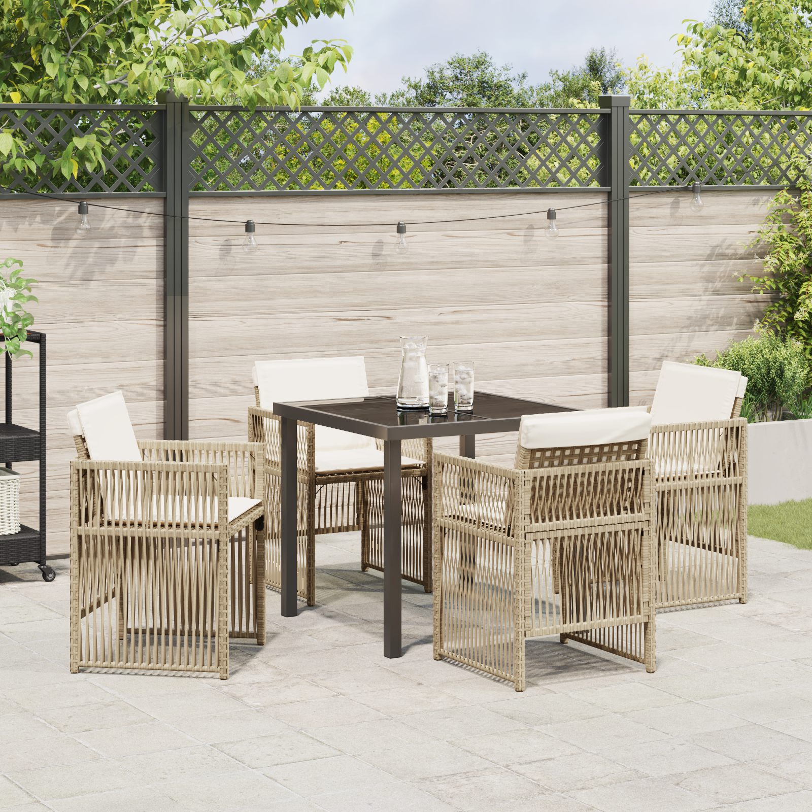 Hage Spisegruppe 5 pcs Beige Poly rattan